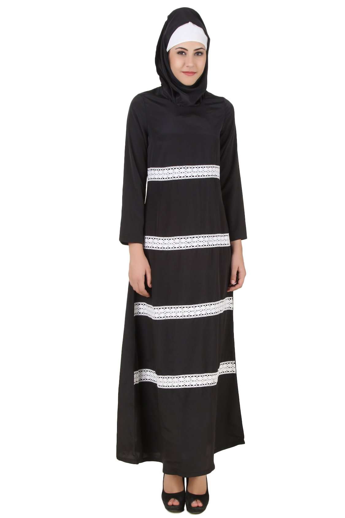 Elegant Black Nida Abaya for Women - Modest Islamic Prayer Dress - Perfect for Mosque, Eid, and Special Occasions