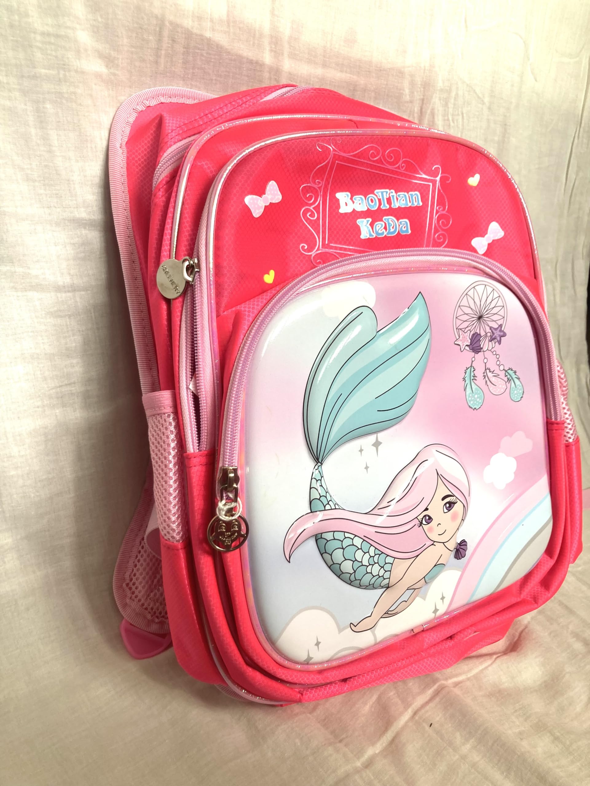 **Mermaid Rose Print School Backpack for Girls - Stylish & Durable Bookbag for School, College, or Everyday Use**