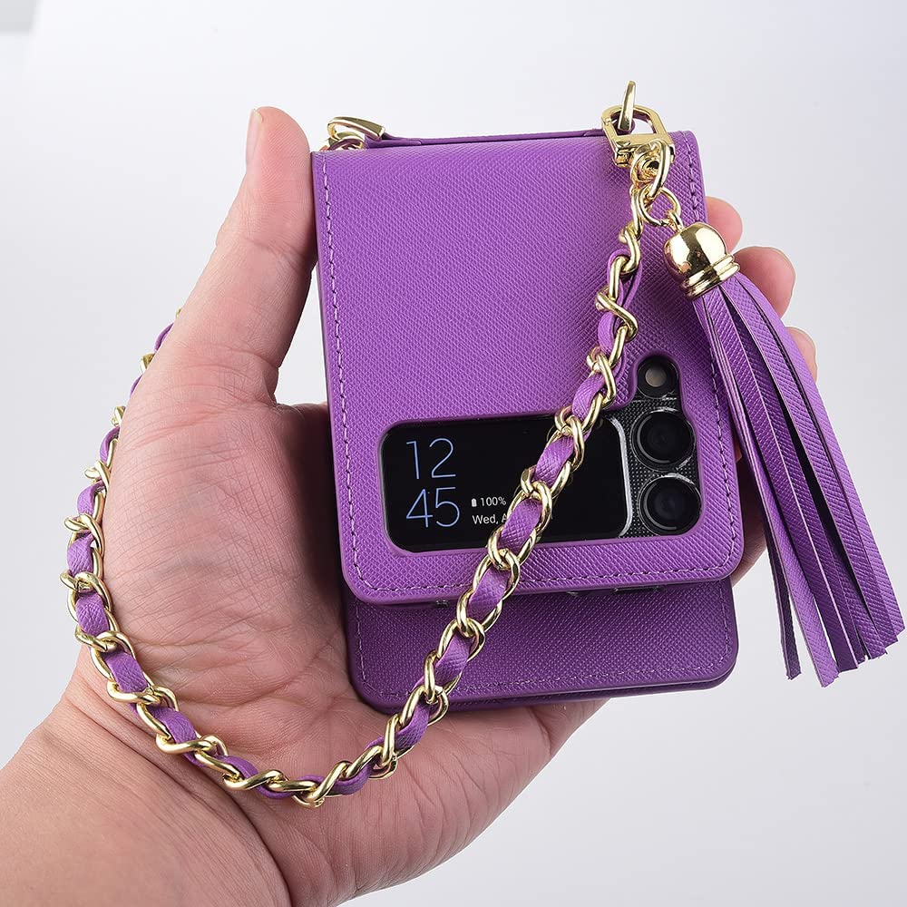 Samsung Galaxy Z Flip 4 5G Wallet Case with Card Slots - Purple Protective Flip Cover for Cash & Cards | Perfect for Travel, Shopping & Everyday Use