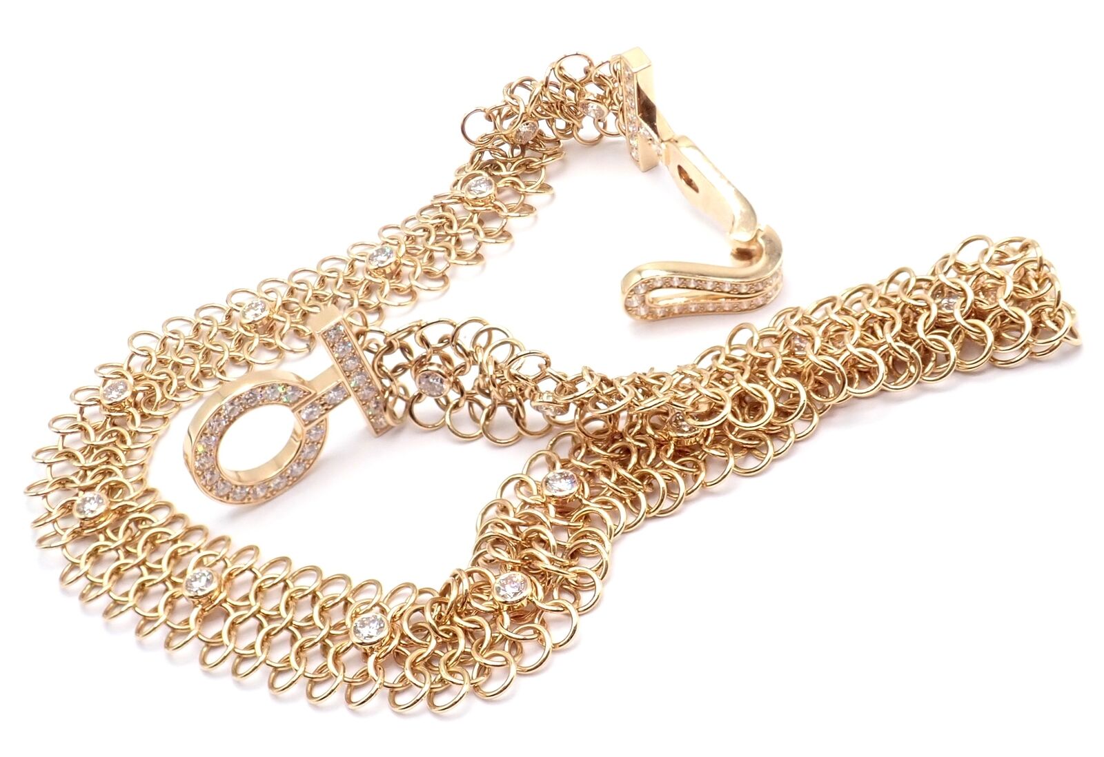 Authentic Cartier Agrafe 18k Rose Gold Diamond Link Bracelet - Size 17 - Luxury Jewelry Gift for Women - Perfect for Anniversaries, Weddings & Special Occasions