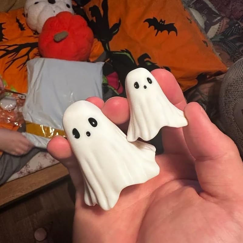 Cute Ghost Statue - Halloween Decor with Middle Finger - Spooky Ghost Figurine for Home, Office & Party Decorations - Funny & Unique Gift Idea