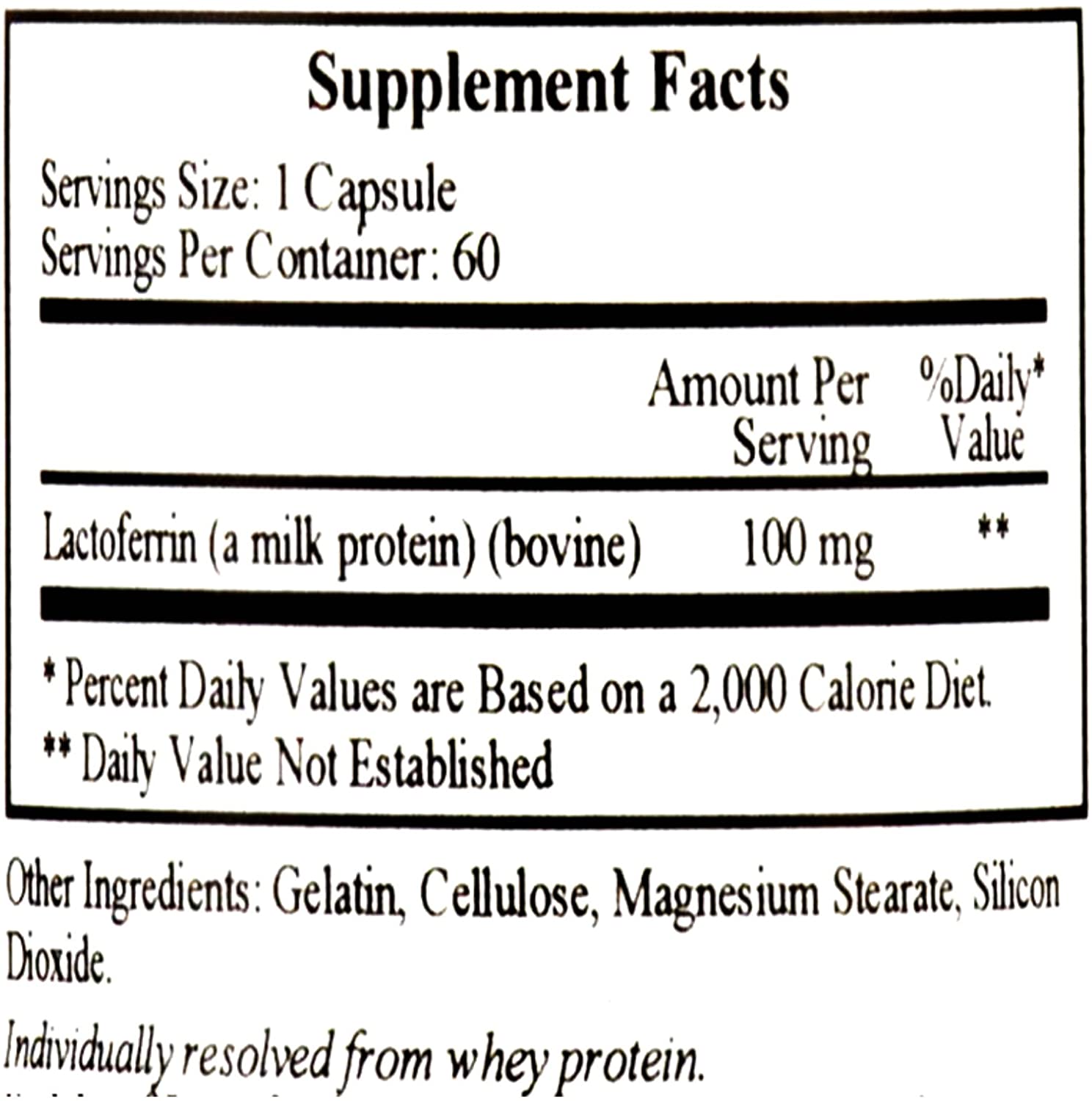 Premium Lactoferrin 100mg Supplement - 60 Capsules for Immune Support & Gut Health - Ideal for Daily Wellness, Travel & Immune System Boosting
