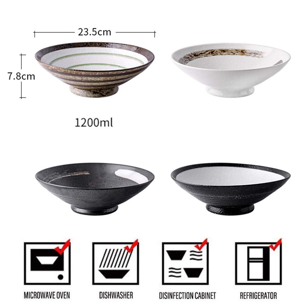 Durable Ceramic Bowl Set with Chopsticks - Microwave & Dishwasher Safe Round Bowls for Soup, Cereal, Salad, Pasta - Stackable Kitchenware for Asian Dining & Meal Prep
