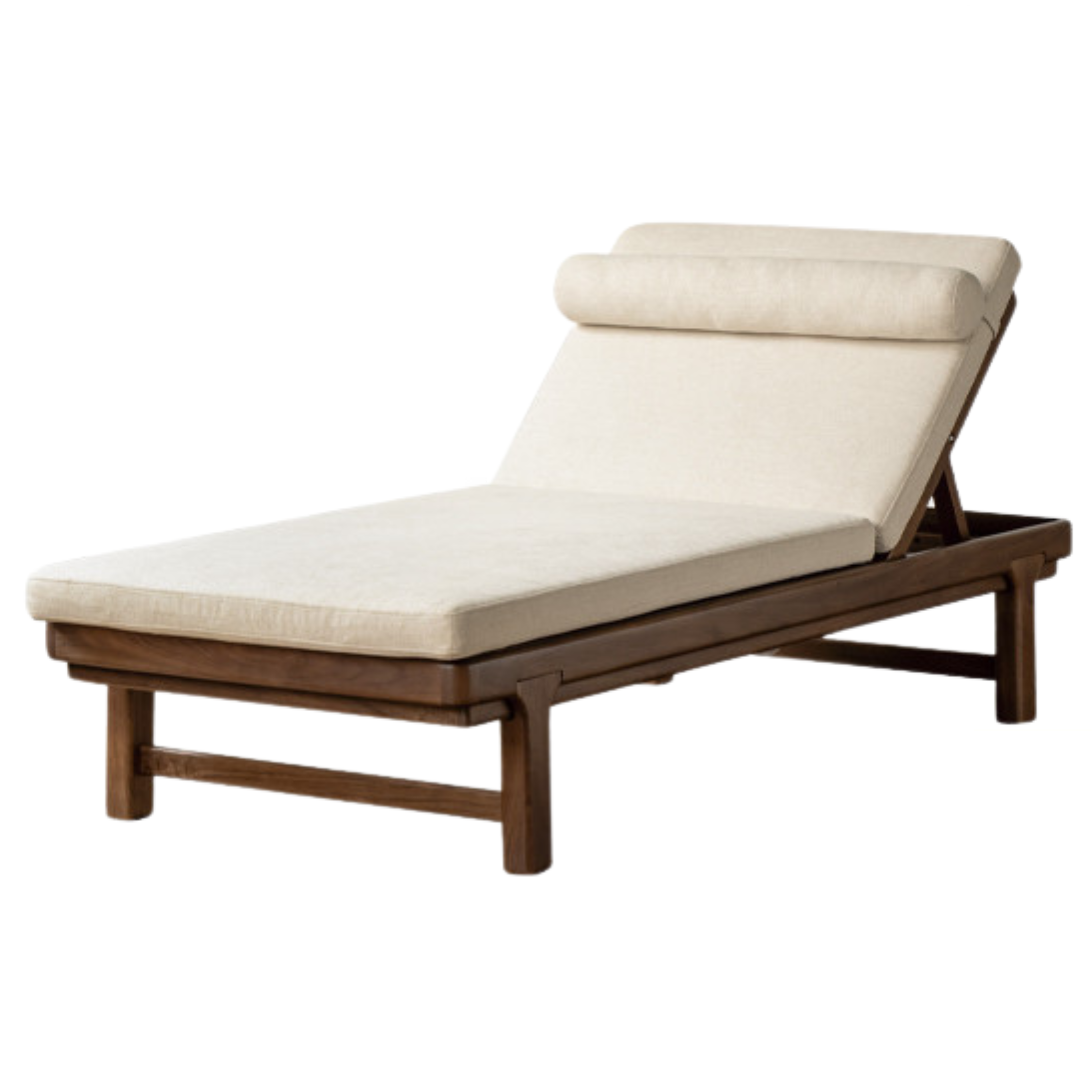 Premium Black Walnut Solid Wood Lounge Single Leisure Sofa Bed - Modern Convertible Daybed for Living Room, Bedroom & Small Spaces