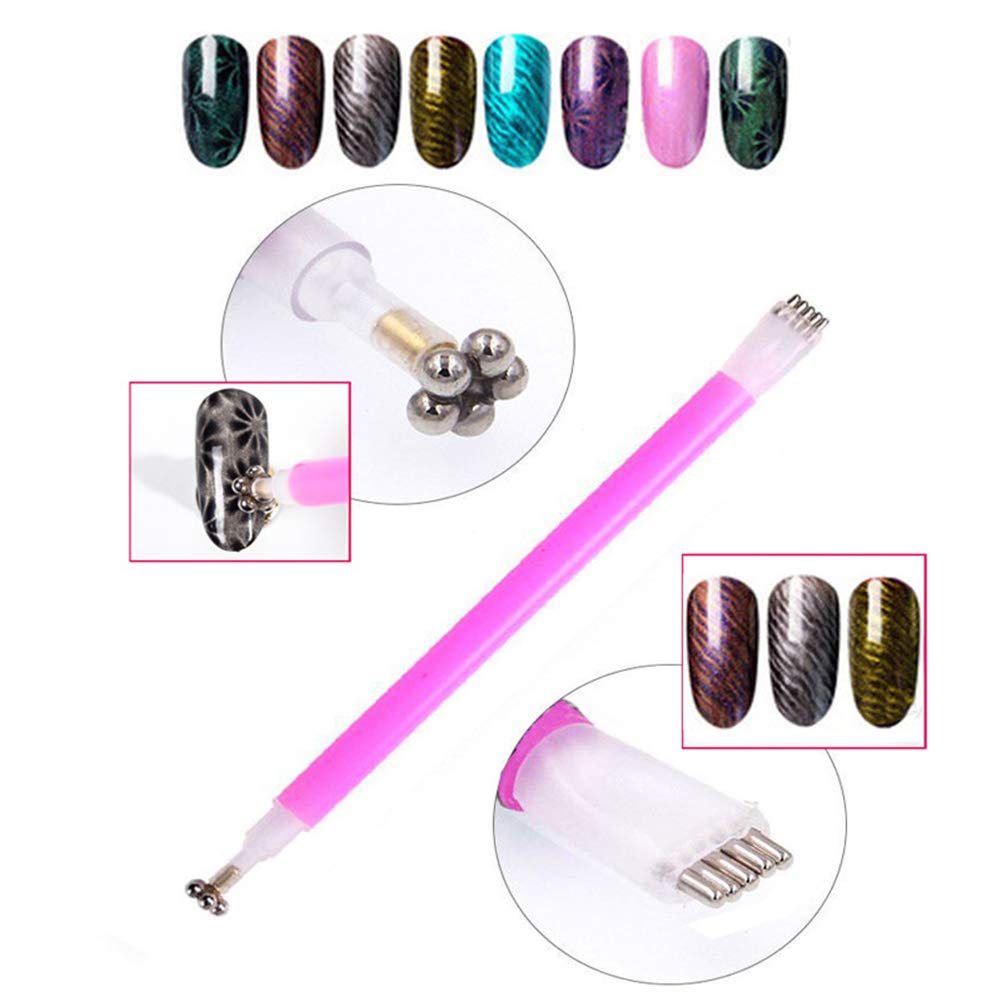 15Pcs Magnetic Nail Art Kit - Magnet Stick, Pen & Plates for 3D Cat Eye Gel Polish | DIY Manicure Tools for Home & Salon Use