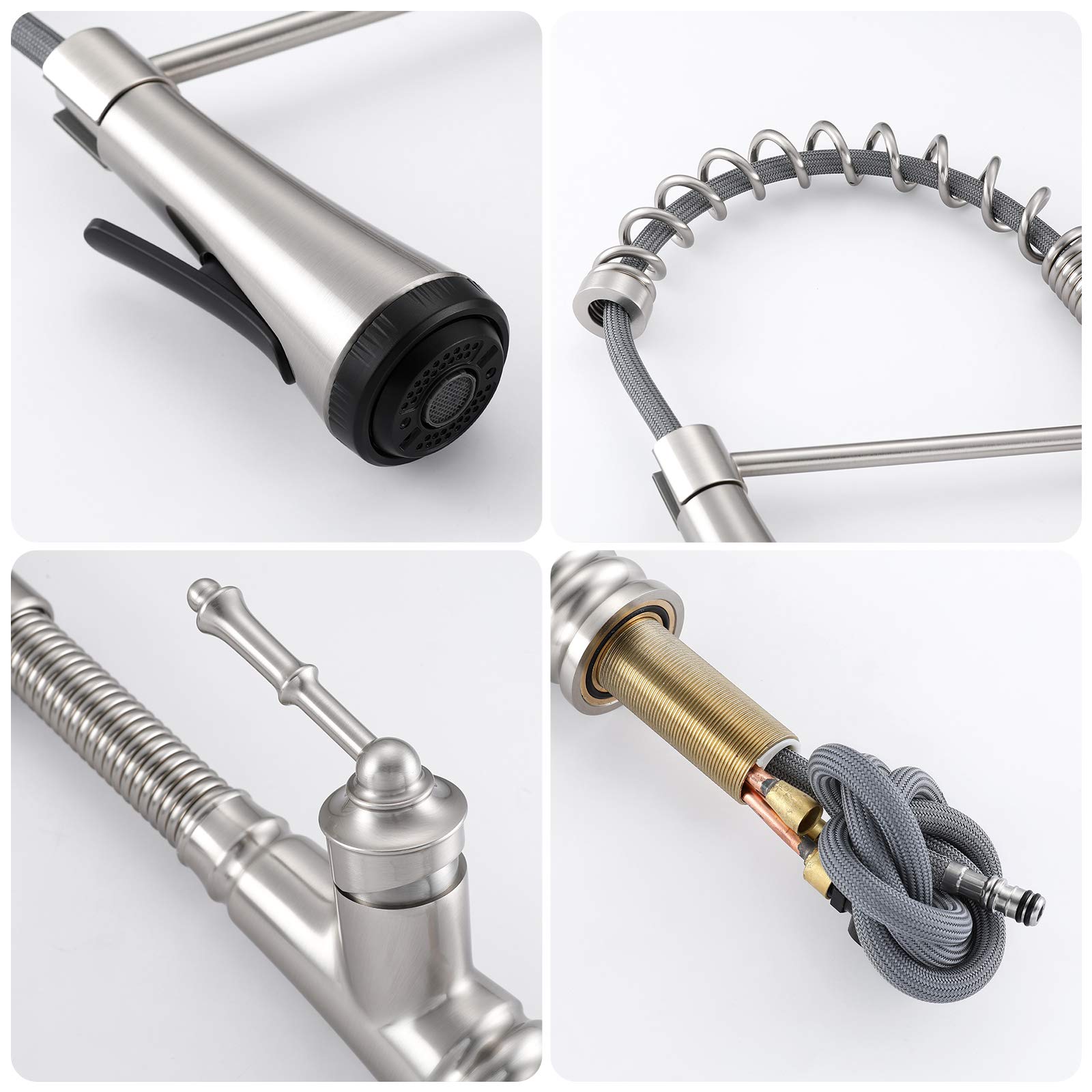 Single Handle Pull Down Kitchen Faucet with Sprayer - Brushed Nickel Finish - Ideal for Modern Kitchens, Dishwashing & Food Prep