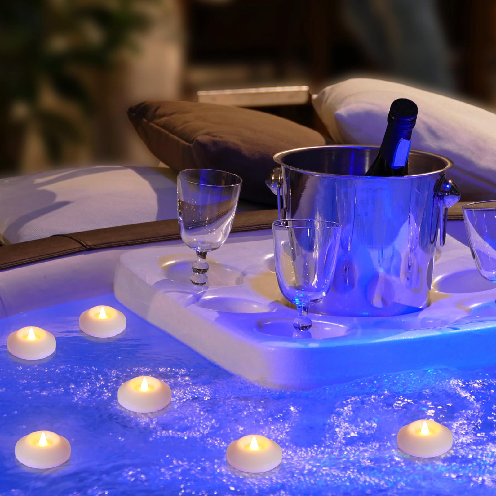 48 Pack LED Waterproof Floating Candles - Battery Operated Flameless Flickering Lights - Water Activated for Baby Showers, Weddings, Parties & Home Decor (Warm White) | Perfect for Pool Parties, Centerpieces & Romantic Ambiance