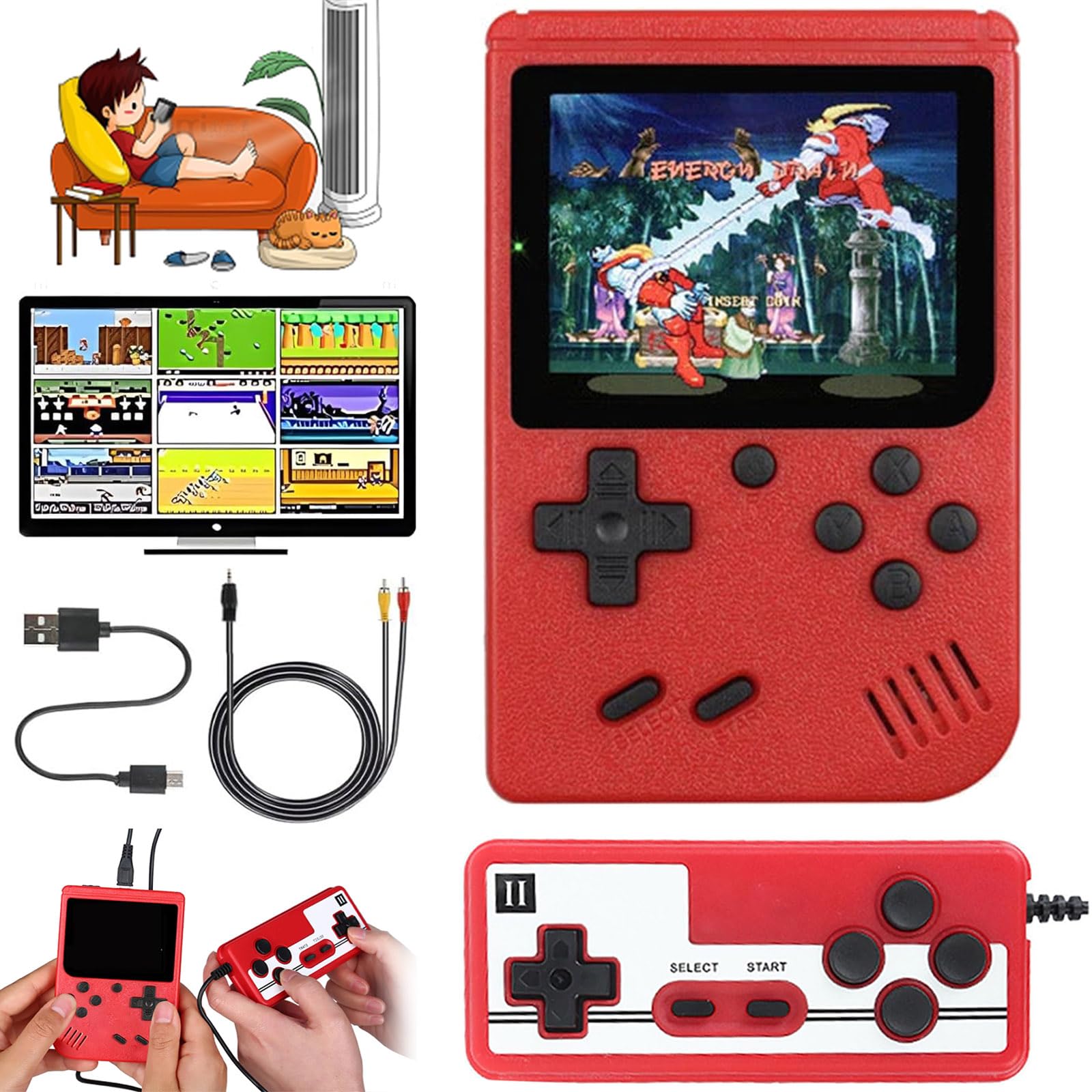 Retro Handheld Game Console with 400 Classic FC Games - 3.0 Inch Portable Gaming Device for Kids & Adults - Supports TV Output & 2-Player Mode - Perfect for Travel, Gifts, and Family Entertainment