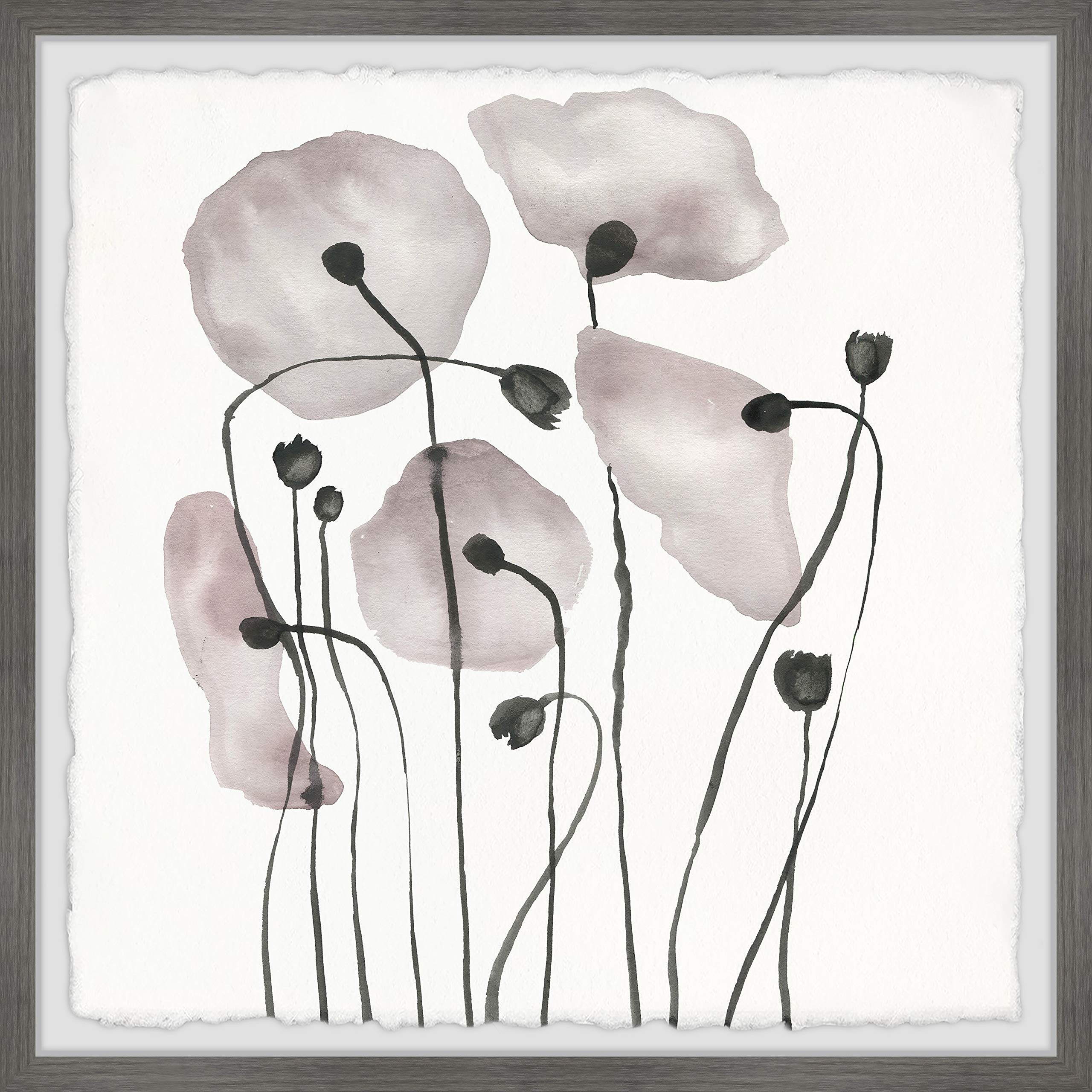 Marmont Hill Pink Poppy Bloom Framed Canvas Art Print 18x18 - Floral Wall Decor for Living Room, Bedroom & Office