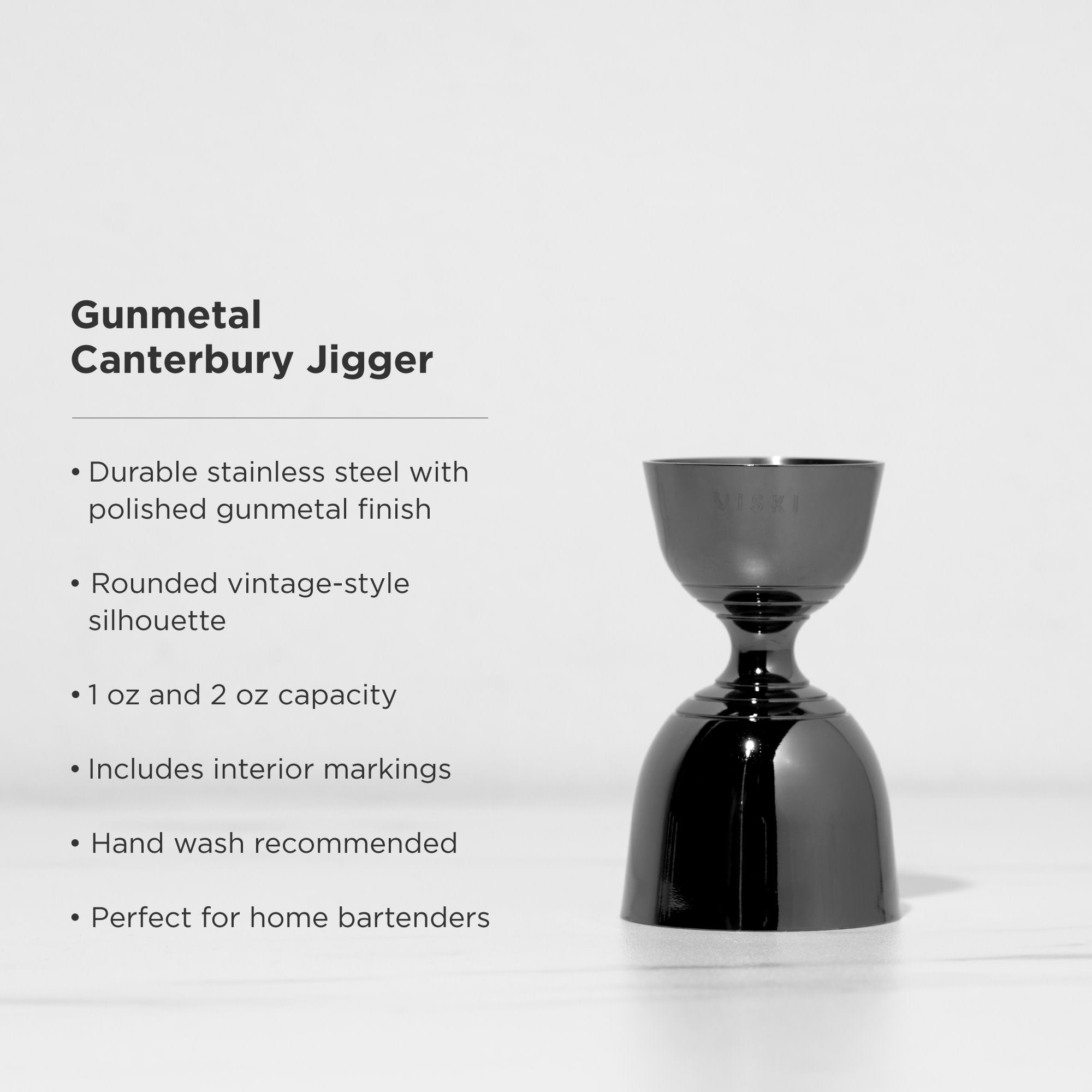 Warren Canterbury Jigger - Premium Stainless Steel Cocktail Measuring Tool for Bartenders & Home Mixologists | Perfect for Crafting Martinis, Old Fashioned & More