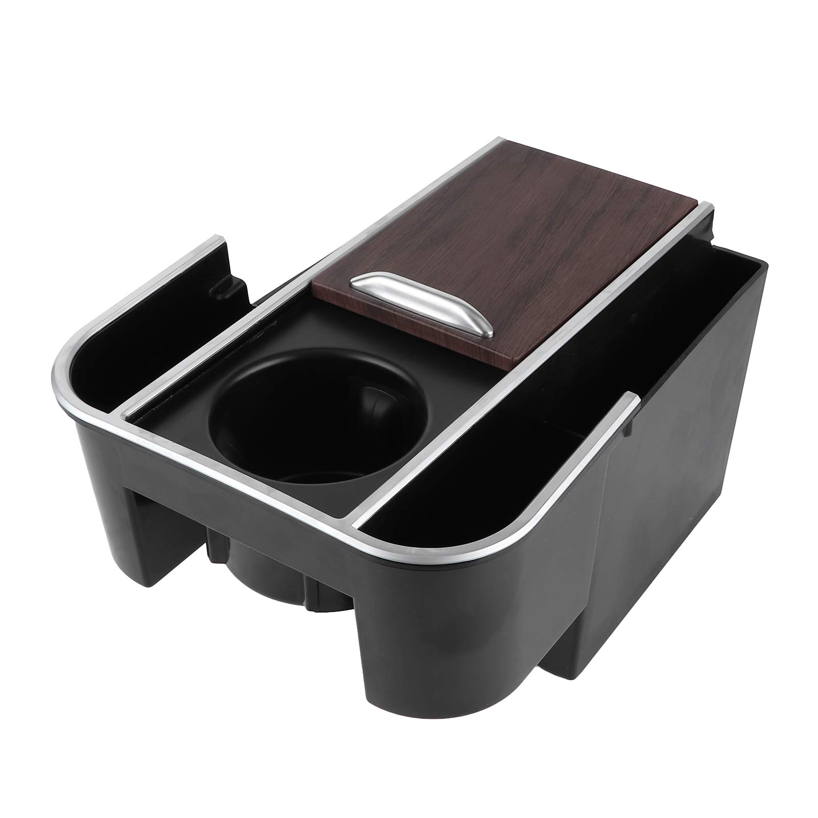 Qiilu Wood Grain Armrest Storage Box - Car Organizer for Vehicles