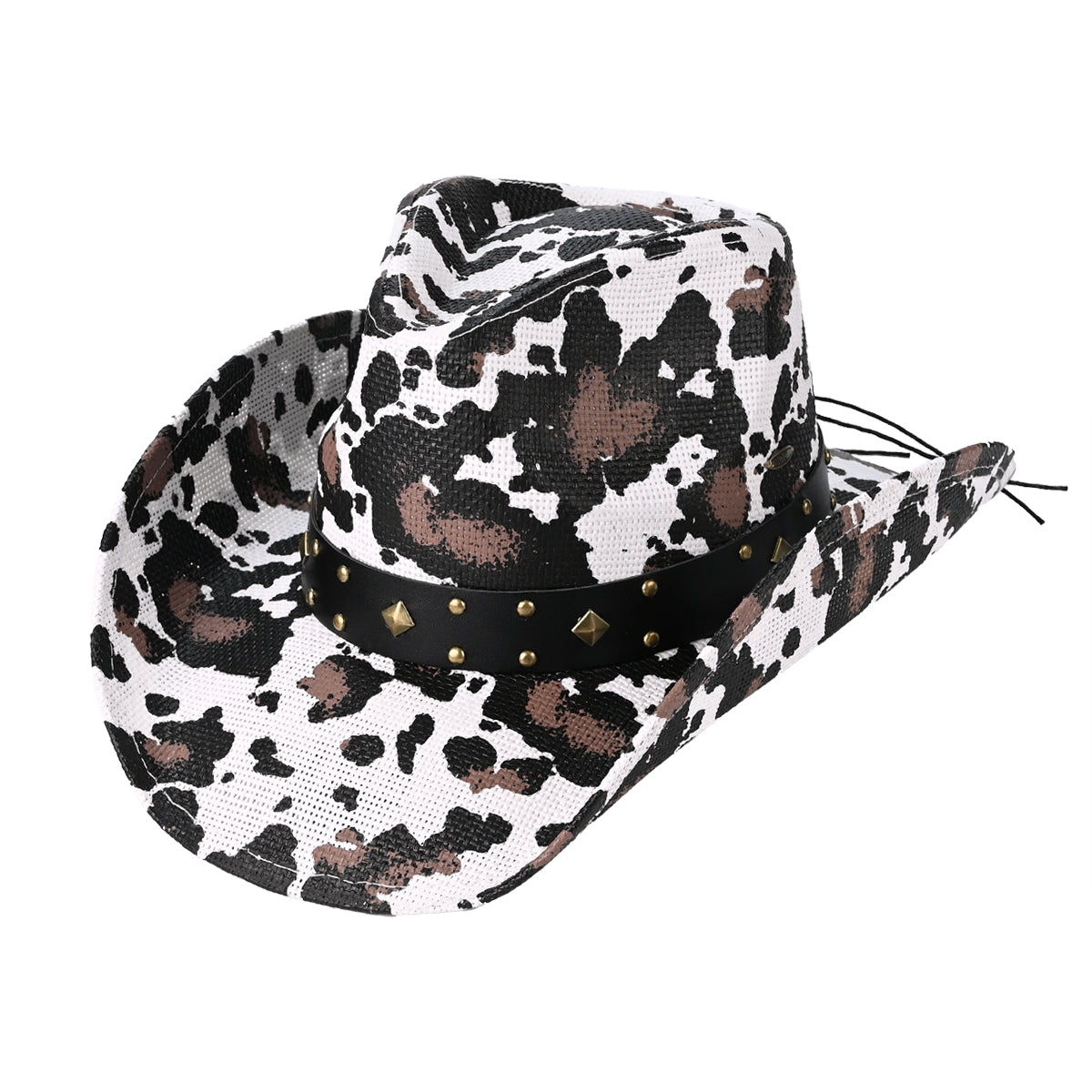Women's Brown Cow Print Cowboy Hat - Stylish Western Fashion for Rodeo, Country Music Festivals & Outdoor Adventures