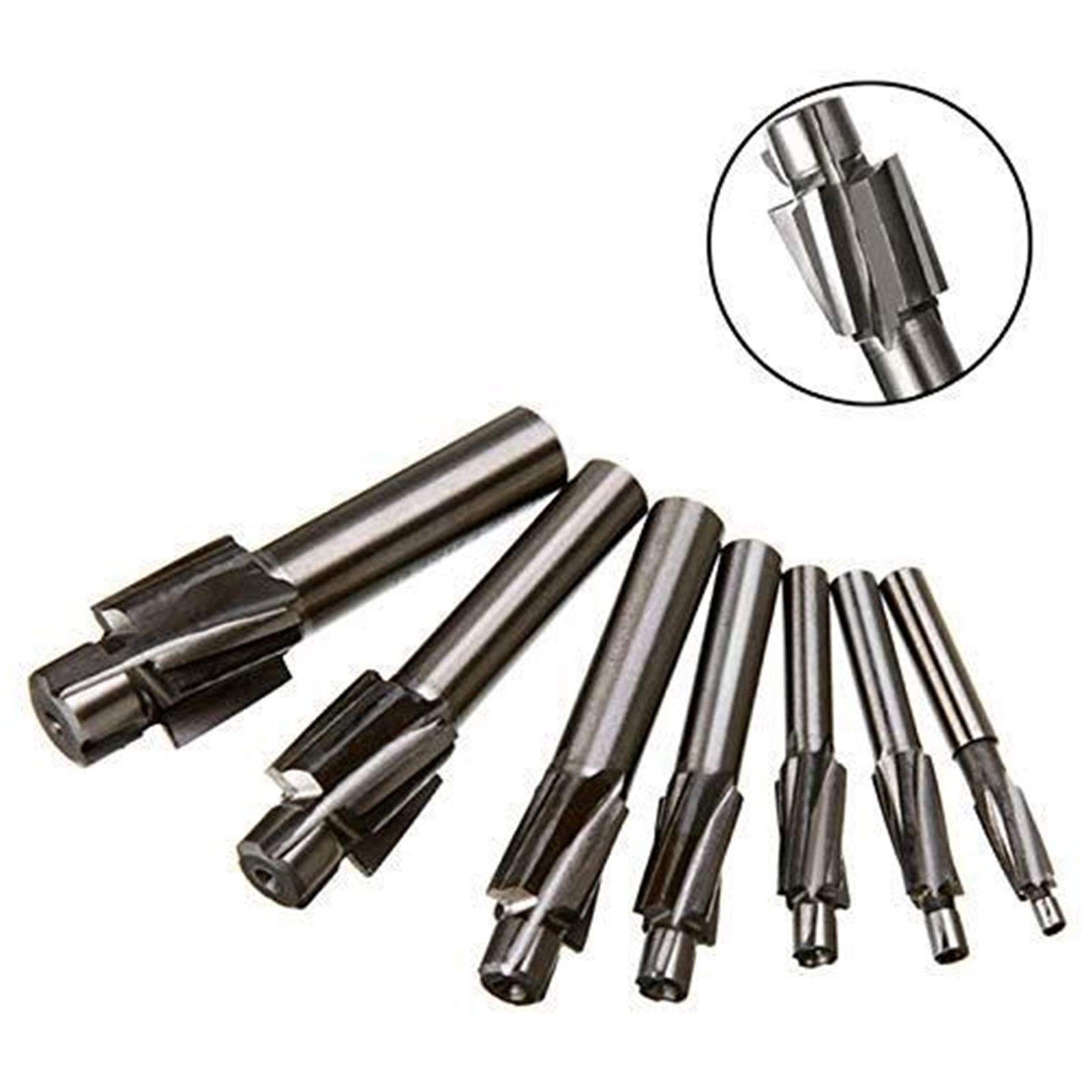 7Pcs M3-M12 High Speed Steel Counterbore Milling Cutter Set with Pilot Slotting Tool - Perfect for Metalworking, Woodworking & DIY Projects