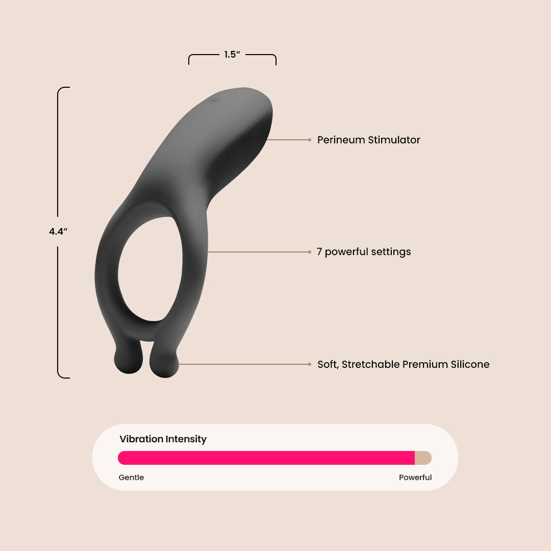 OptiMALE™ Rechargeable Vibrating Cock Ring for Men | Silicone Penis Ring for Enhanced Pleasure | Perfect for Couples & Solo Play