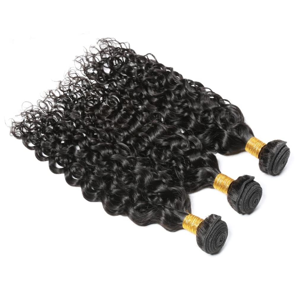 10A Brazilian Human Hair Water Wave Bundles (18/20/22 Inch) - Wet & Wavy Hair Extensions for Black Women - Natural Black Color - Perfect for Daily Wear, Parties & Special Occasions