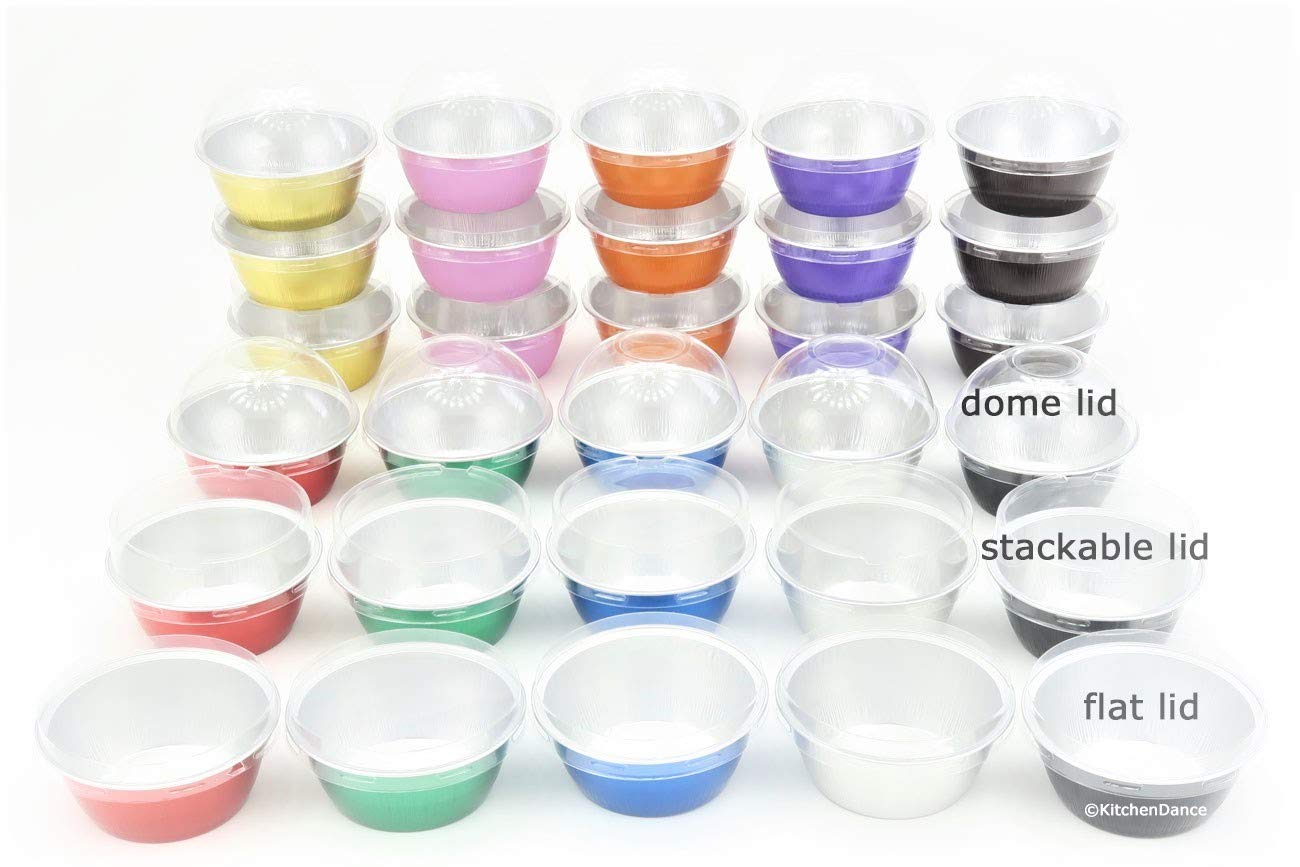 KitchenDance Disposable Aluminum Baking Cups - 4oz Silver Dessert Cups with Stackable Lids (1000 Pack) for Creme Brulee, Cupcakes & Party Treats - Perfect for Baking, Catering & Home Use