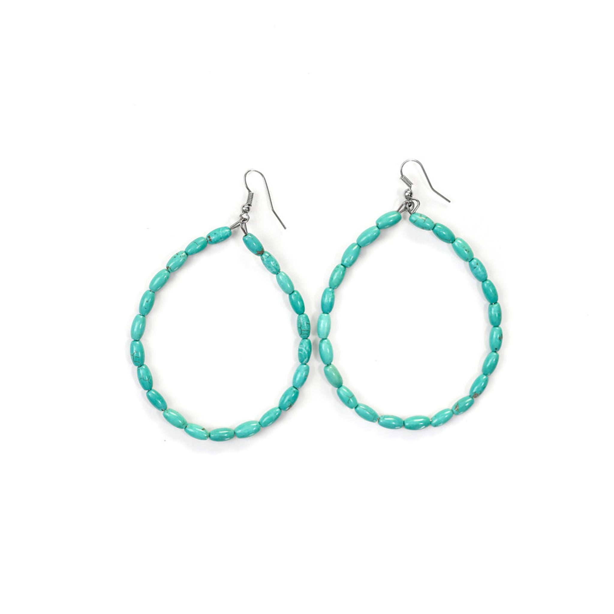 3 Green Turquoise Beaded Hoop Earrings for Women - Boho Chic Handmade Jewelry - Perfect for Parties, Weddings & Everyday Wear