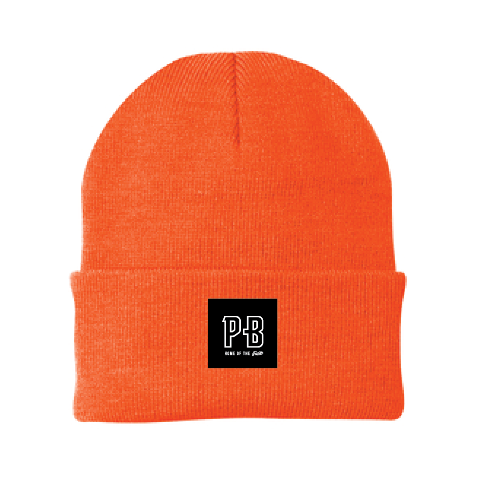 PB Watch Cap - Orange Beanie for Men & Women - Warm Winter Knit Hat for Outdoor Activities, Skiing, Hiking, and Casual Wear