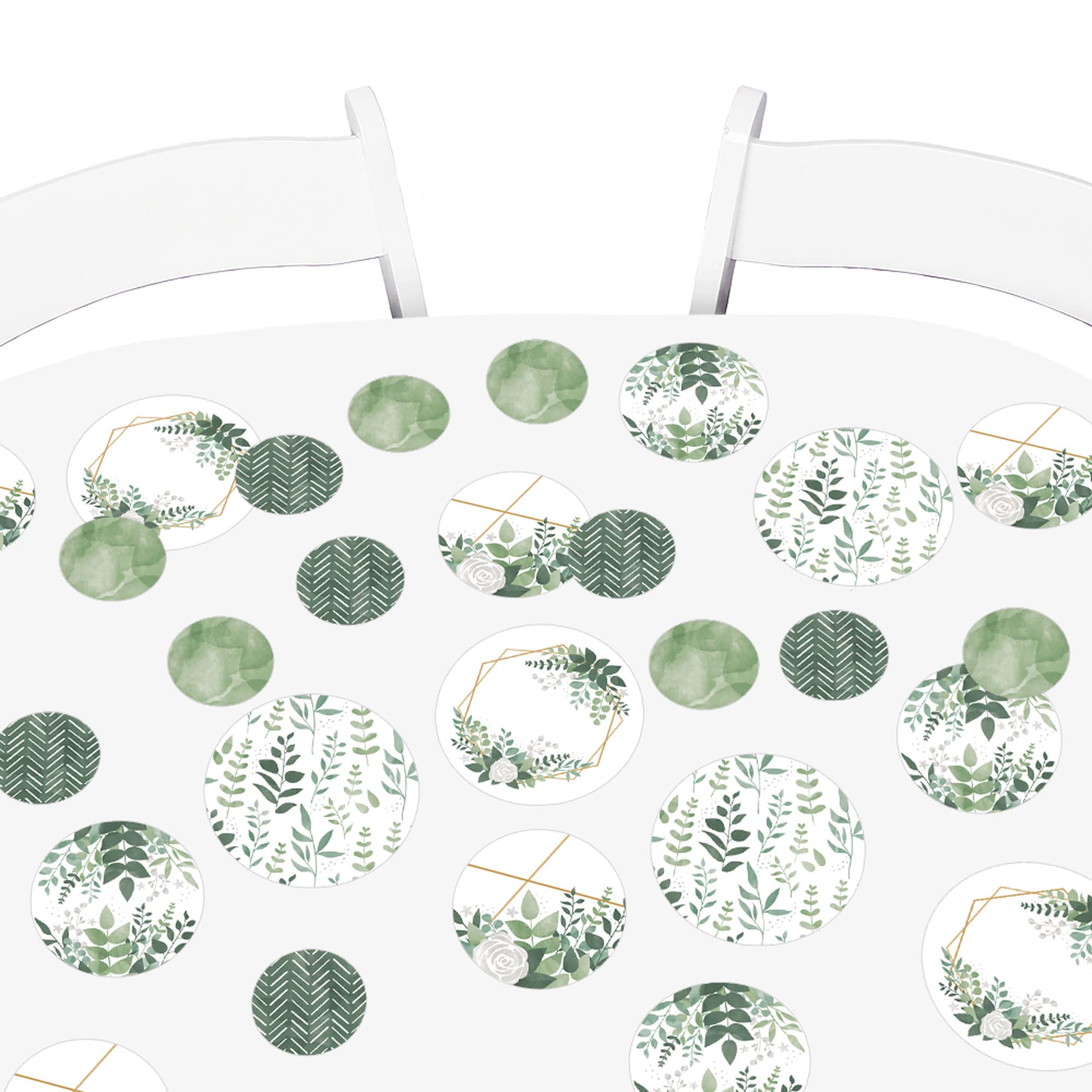 Boho Botanical Greenery Party Giant Circle Confetti - 27 Count Large Eco-Friendly Paper Confetti for Wedding, Baby Shower & Birthday Party Decorations