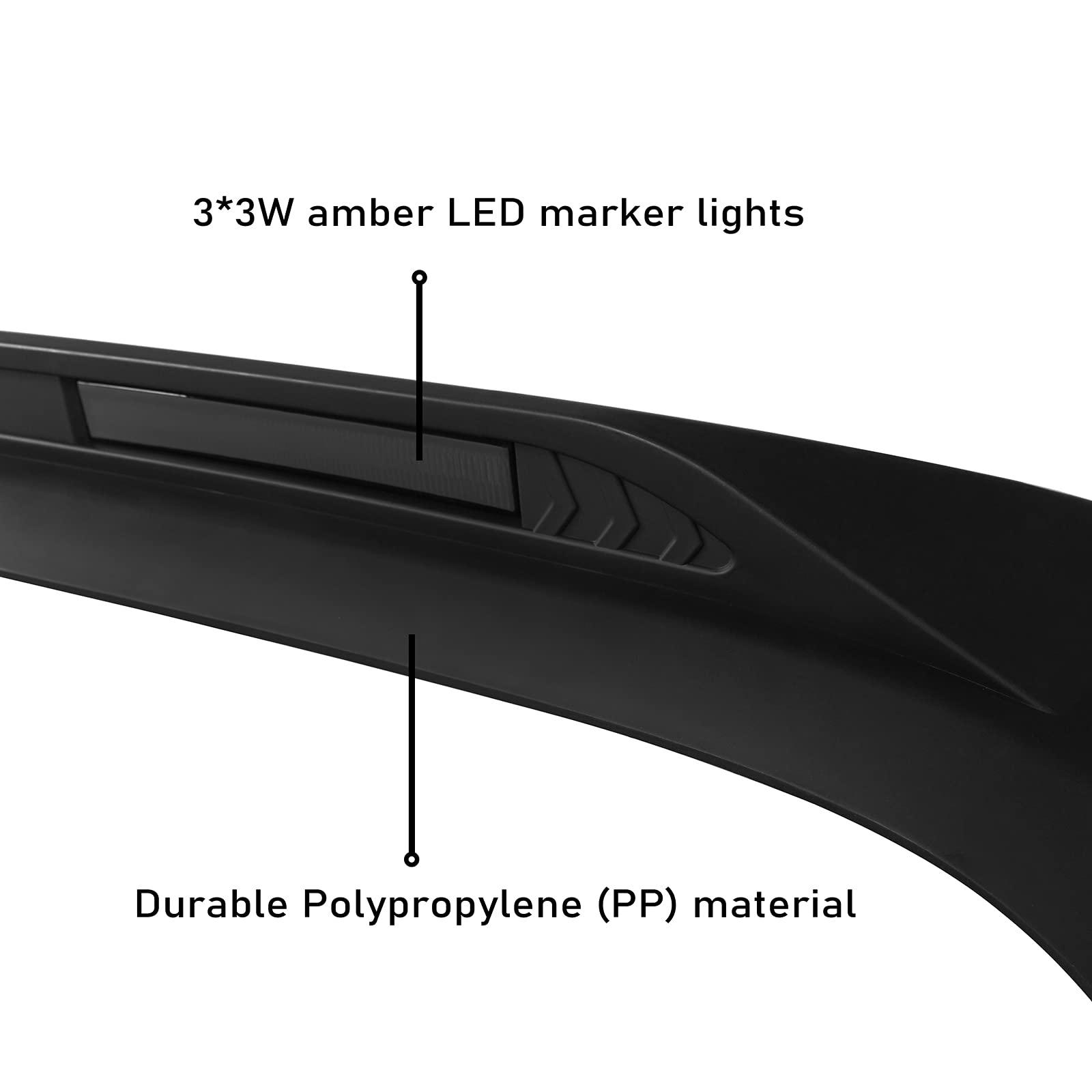 Jeep Wrangler JK Hood Protector with Amber Lights - Bug Deflector Shield Guard Compatible with 2007-2018 JK & JKU Unlimited Sahara Rubicon Sport Models | Off-Road Protection & Style Enhancement