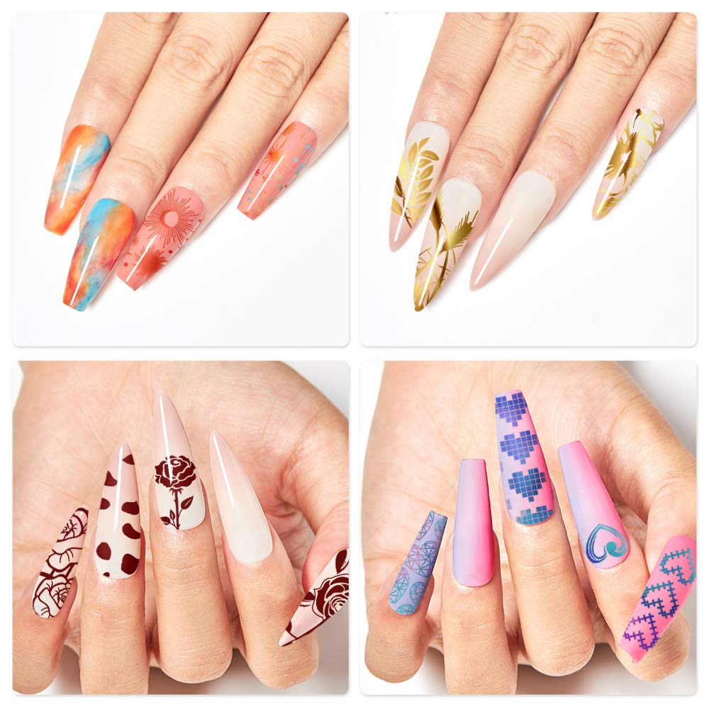 MEET ACROSS Nail Art Stamping Kit - 4 Nail Stamping Plates, 1 Stamper, 1 Scraper & Storage Bag for Professional Nail Designs | Perfect for DIY Manicures, Salon Use & Nail Art Enthusiasts