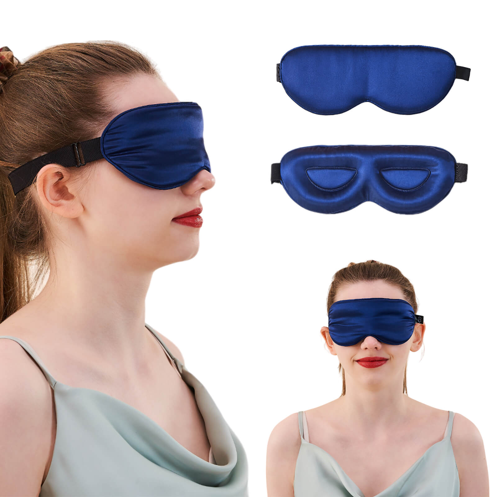 23MM Mulberry Silk 3D Contour Sleep Mask with Adjustable Strap & Free Earplugs - Soft Blackout Eye Mask for Travel, Meditation & Deep Sleep