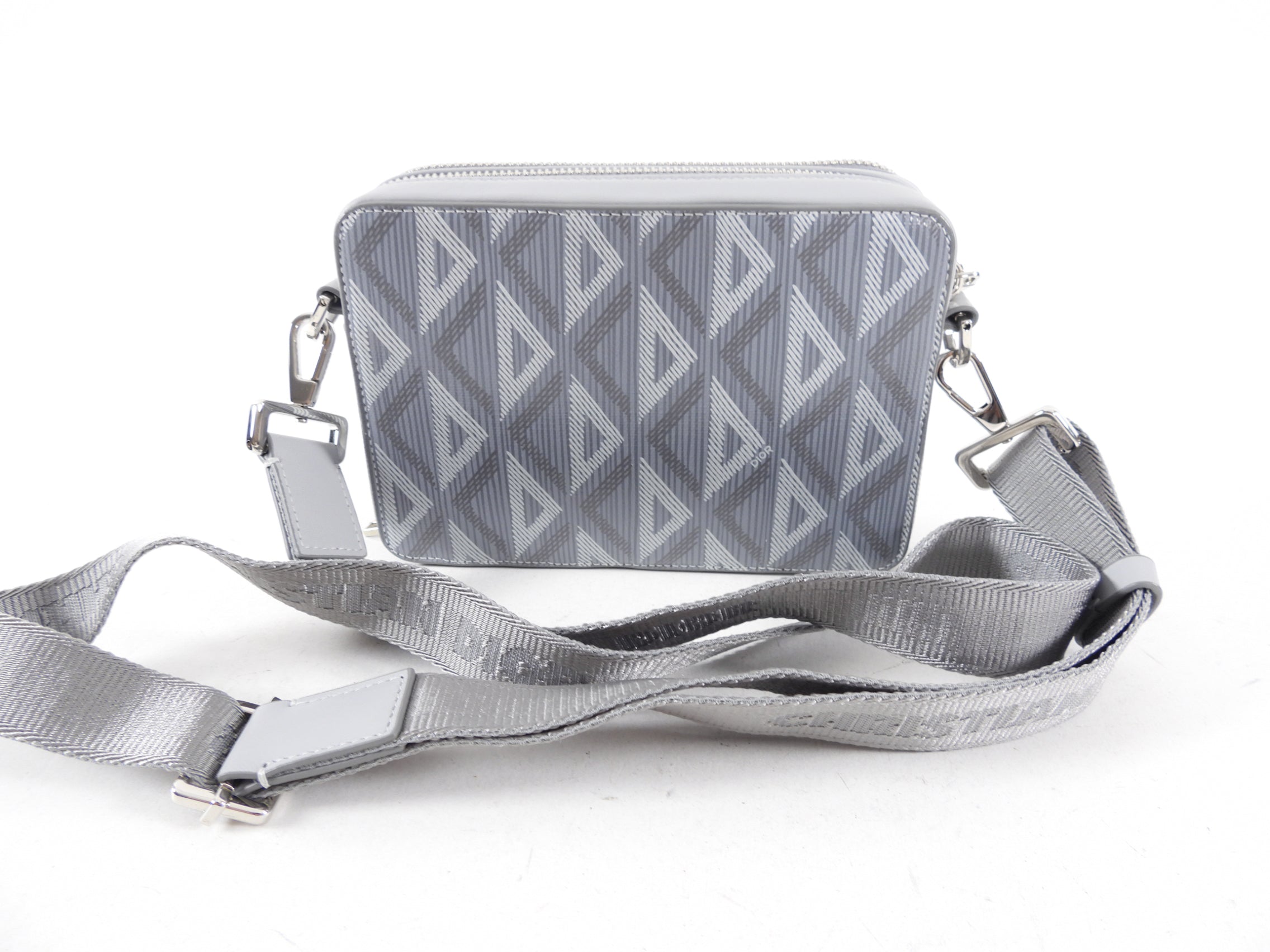 Christian Dior Grey Diamond Zip Crossbody Pouch Bag - Luxury Designer Shoulder Bag for Women | Perfect for Parties, Date Nights & Travel Accessories