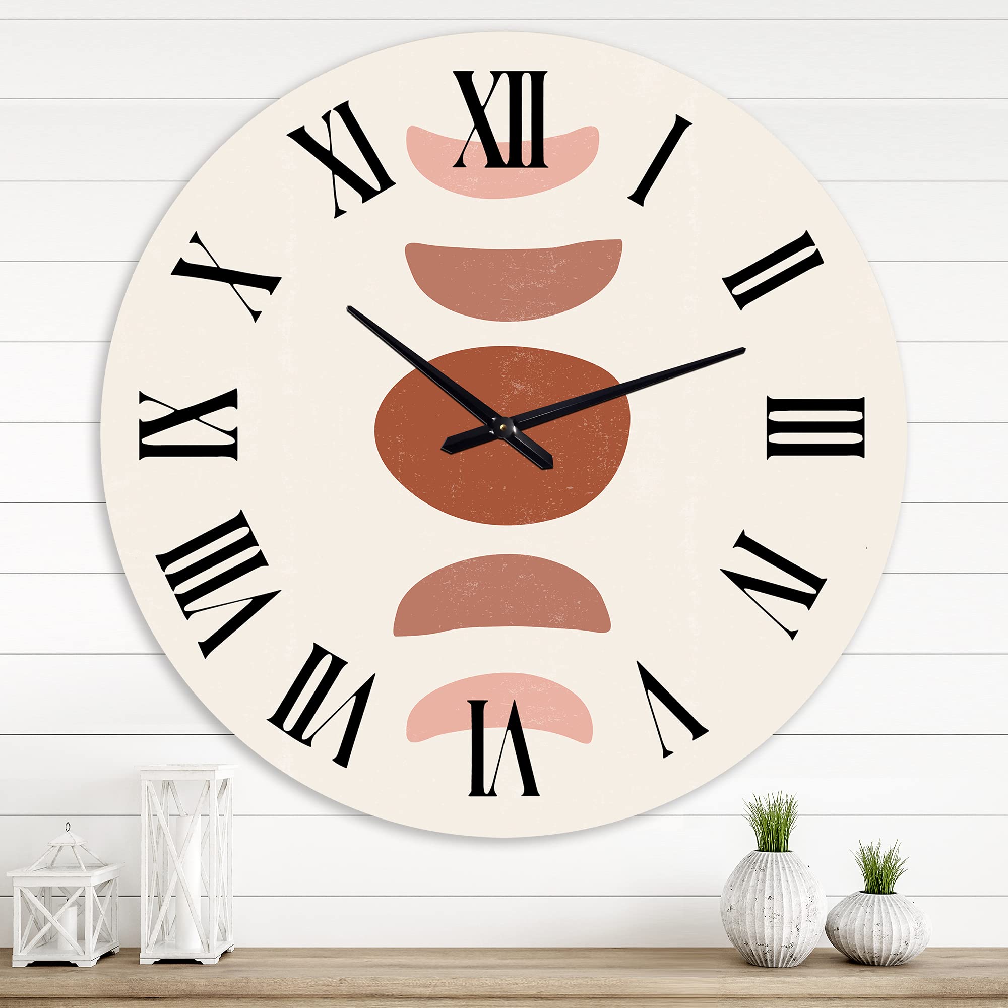 Minimal Moon Phases Modern Wall Clock - Large Abstract Fractal Design for Living Room, Bedroom & Office Decor | Silent Non-Ticking Battery Operated