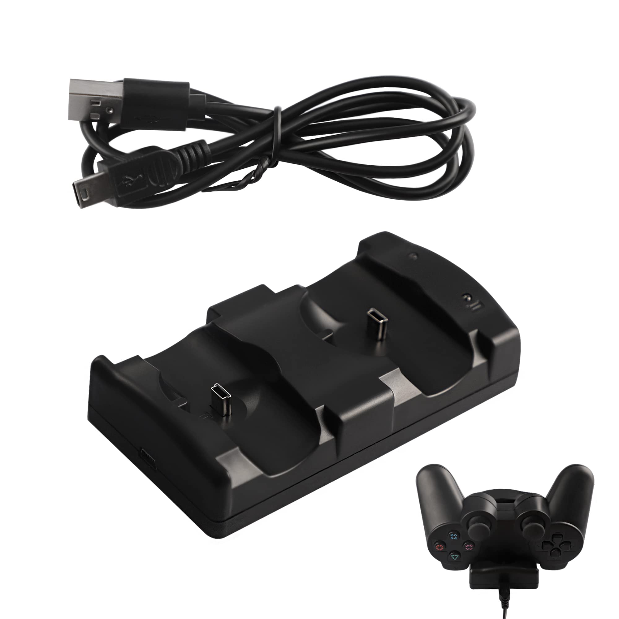 PS3 Controller Charger Station - Dual Charging Dock for Sony PlayStation 3 Wireless & Move Controllers with LED Indicator & USB Cable | Fast Charging for Gaming Sessions & Multiplayer Setup