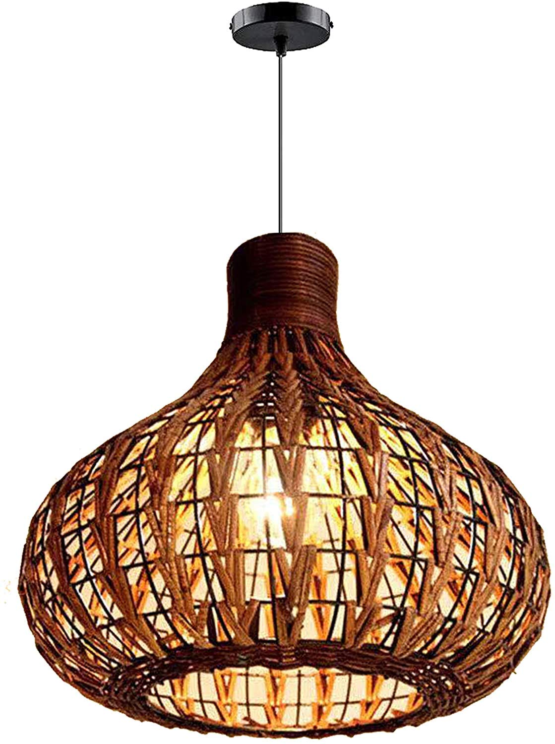 GWY Bamboo Lantern Pendant Light - Japanese Retro Style E27 Chandelier Hanging Ceiling Lamp for Living Room, Bedroom, Restaurant & Cafe | Perfect for Boho Decor, Zen Spaces & Asian-Themed Interiors