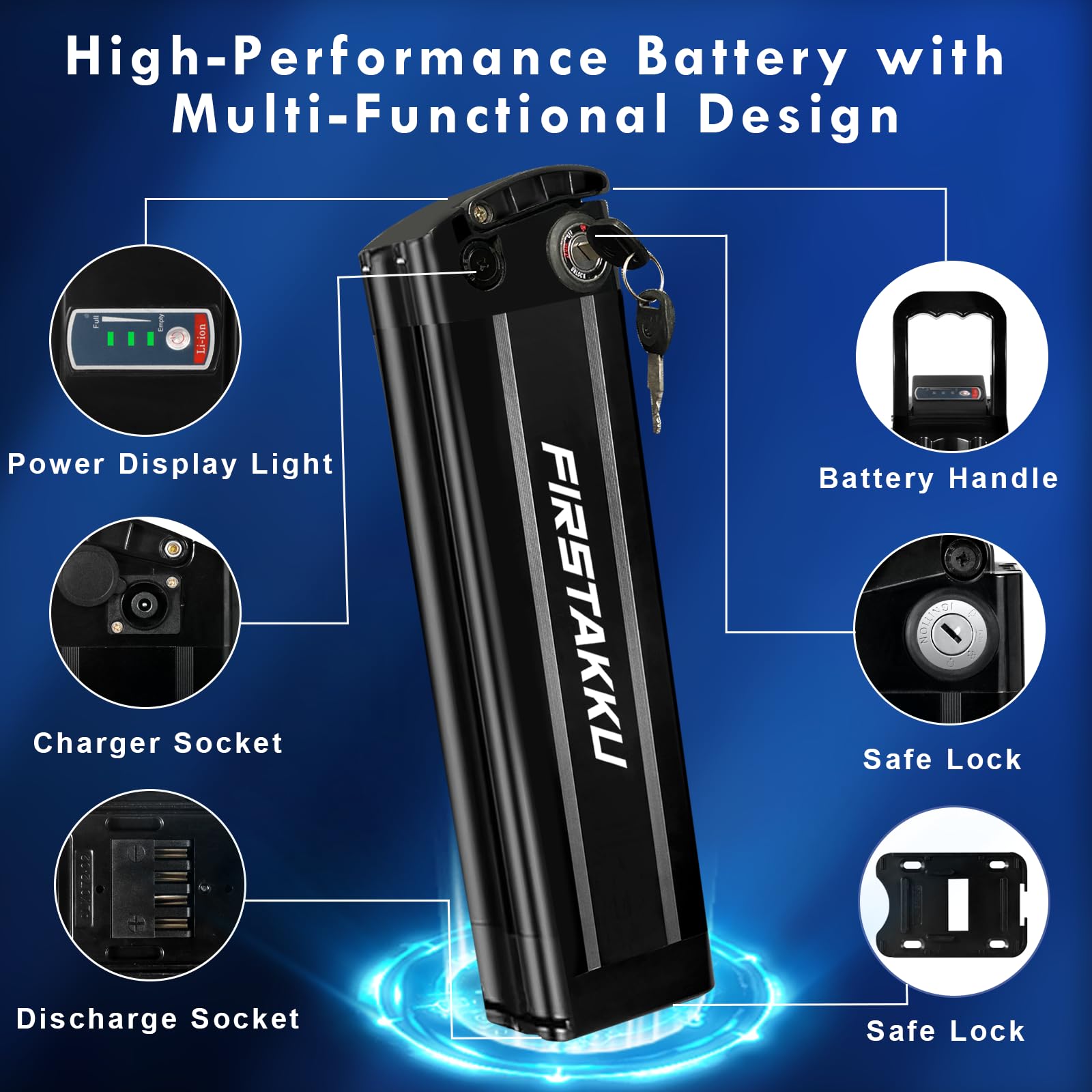36V 48V Ebike Lithium Battery Pack - 10A 13A 15A 18A 20A Options with 3A Fast Charger & Safety Lock - Compatible with Mountain Bikes, Conversion Kits & Electric Bikes (Fast 2-5 Day Shipping) - Perfect for Commuting, Off-Road Adventures & DIY Ebike Projects