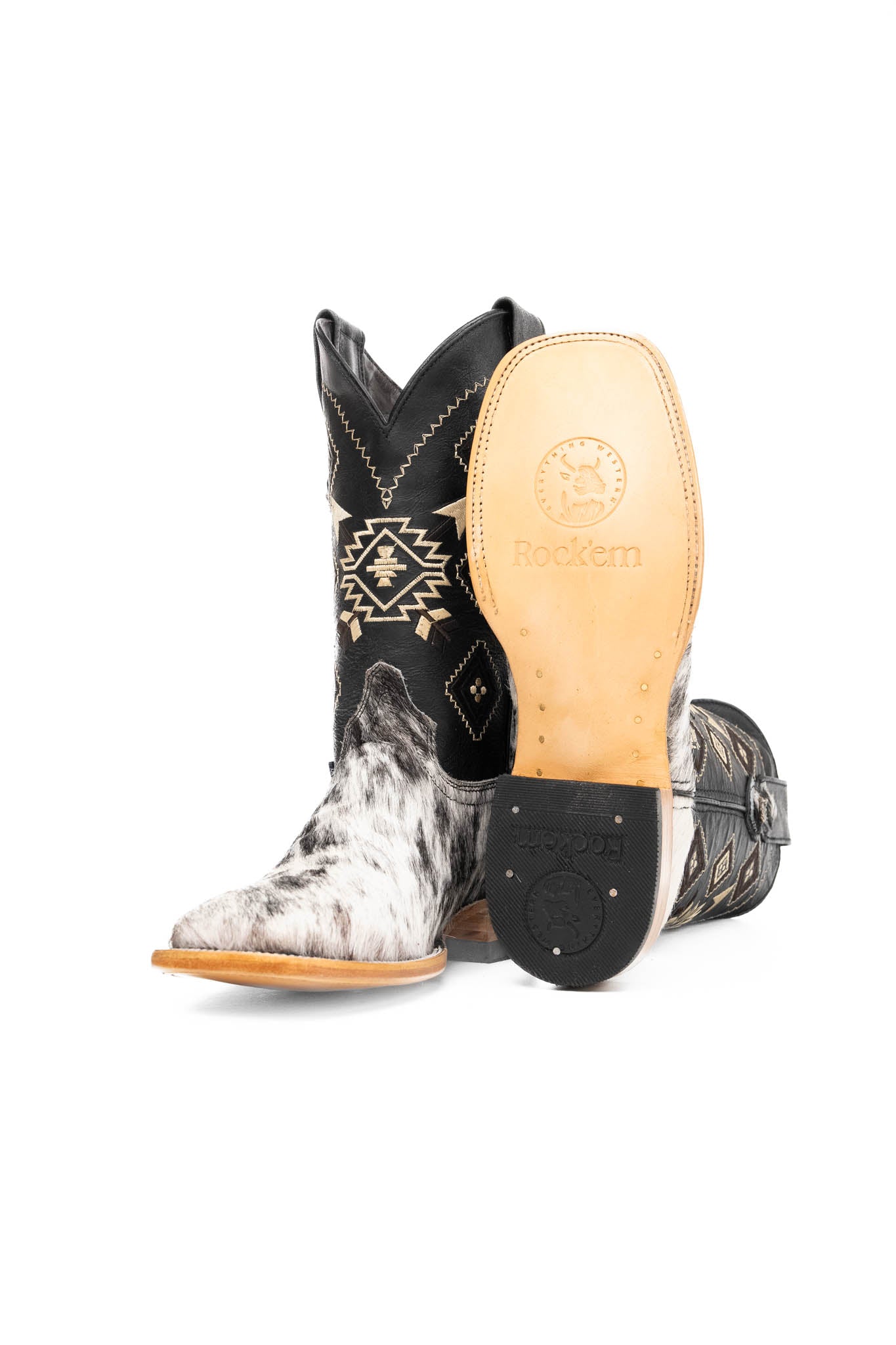 Authentic Men's Cowhide Square Toe Cowboy Boots - Size 8 Western Boots for Country Dancing, Rodeo & Casual Wear - Premium Leather Cowboy Boots for Men
