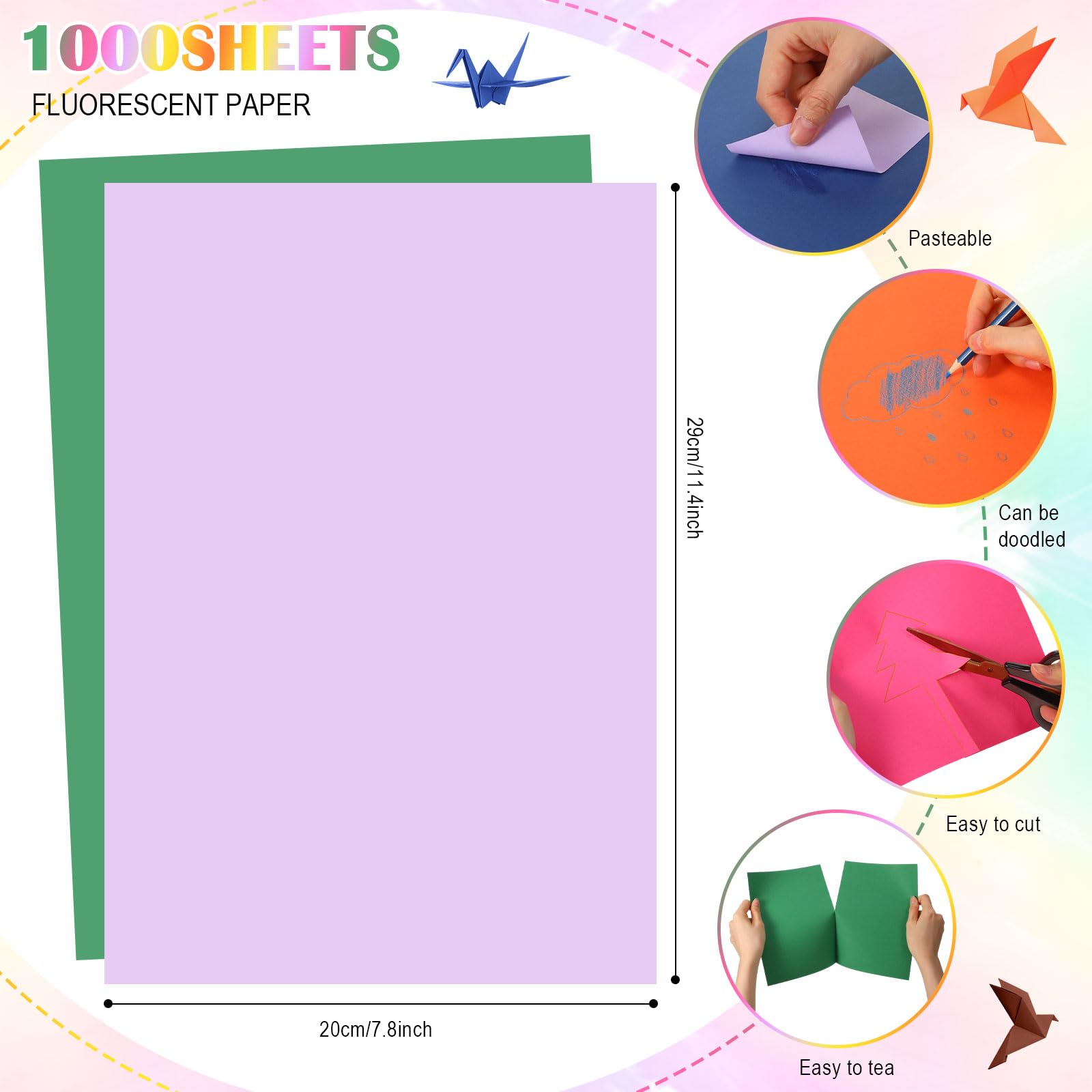 Sherr Construction Colored Cardstock Paper - 1000 Sheets A4 9x12 Inch Heavyweight Craft Paper for Kids, School Supplies & Art Projects | Bright Colors for Scrapbooking, DIY Crafts & Classroom Activities