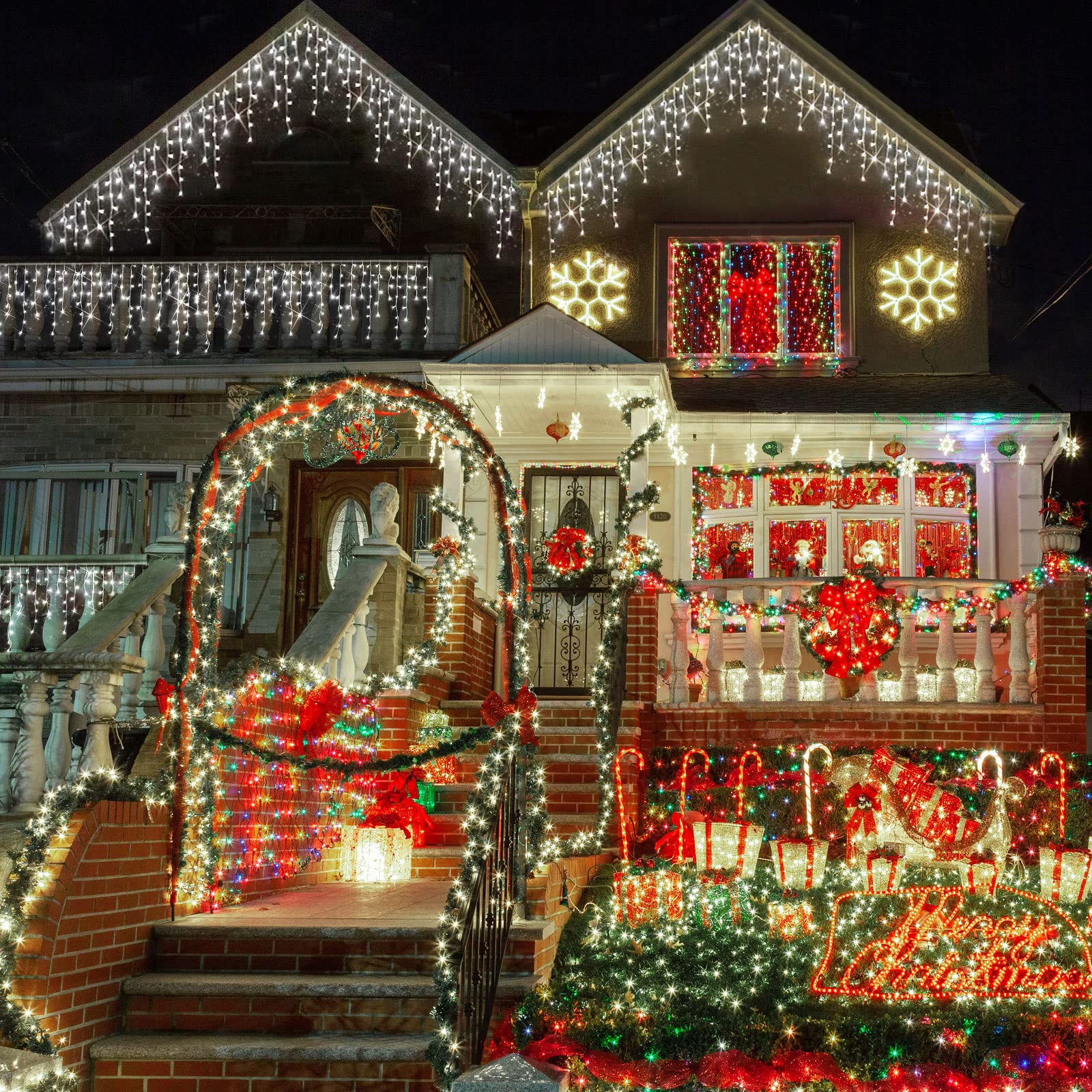 XURISEN 132ft Outdoor Christmas Lights - 1280 LED Fairy String Lights with 240 Drops, 8 Lighting Modes, Waterproof & Timer Memory Function - Perfect for Christmas Decor, Holiday Party, Wedding, Garden & Patio Lighting (Cool White)