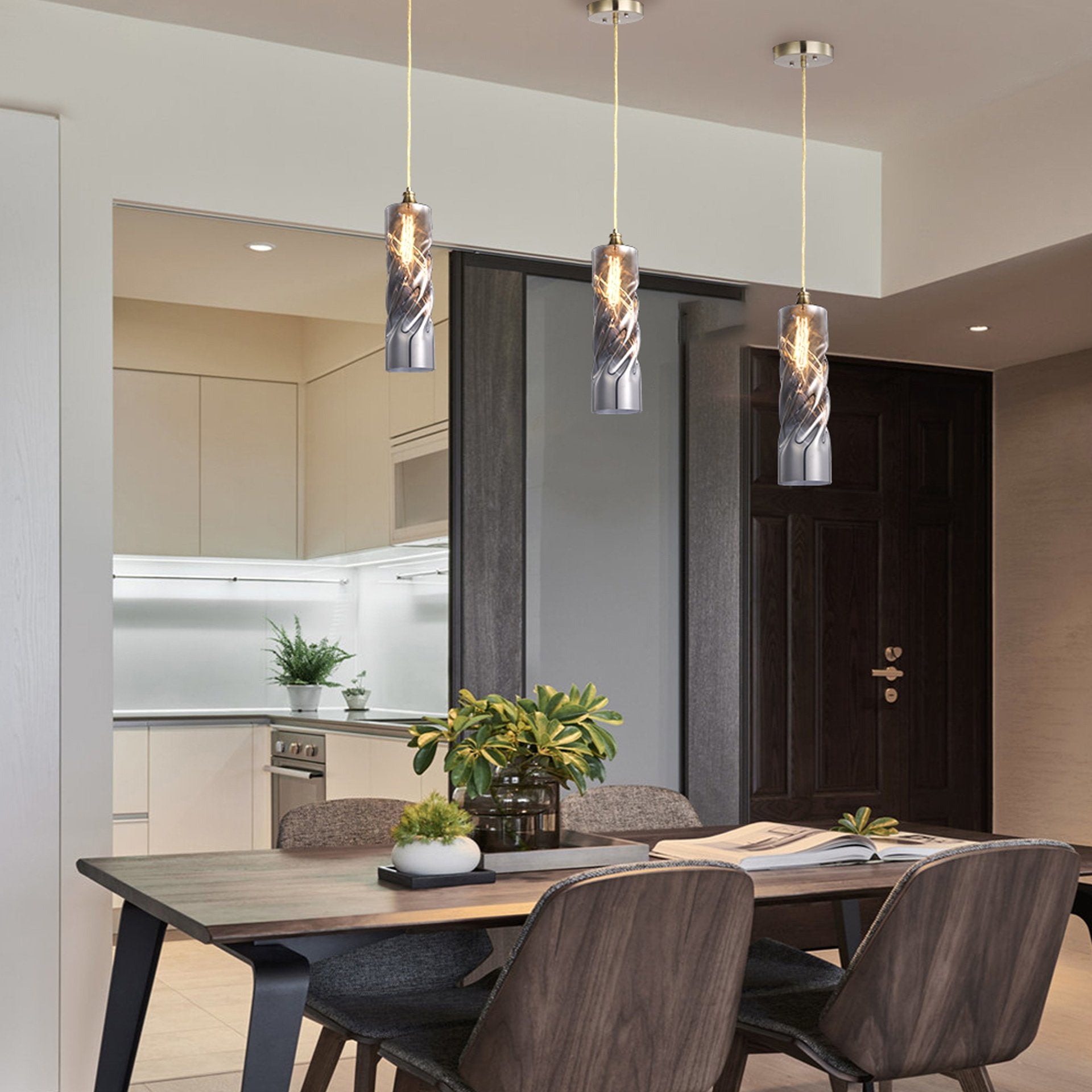 CARRO HOME Gemini Cylinder Ombre Glass Pendant Light - Modern Hanging Fixture for Dining Room, Kitchen Island & Bedroom Lighting Decor