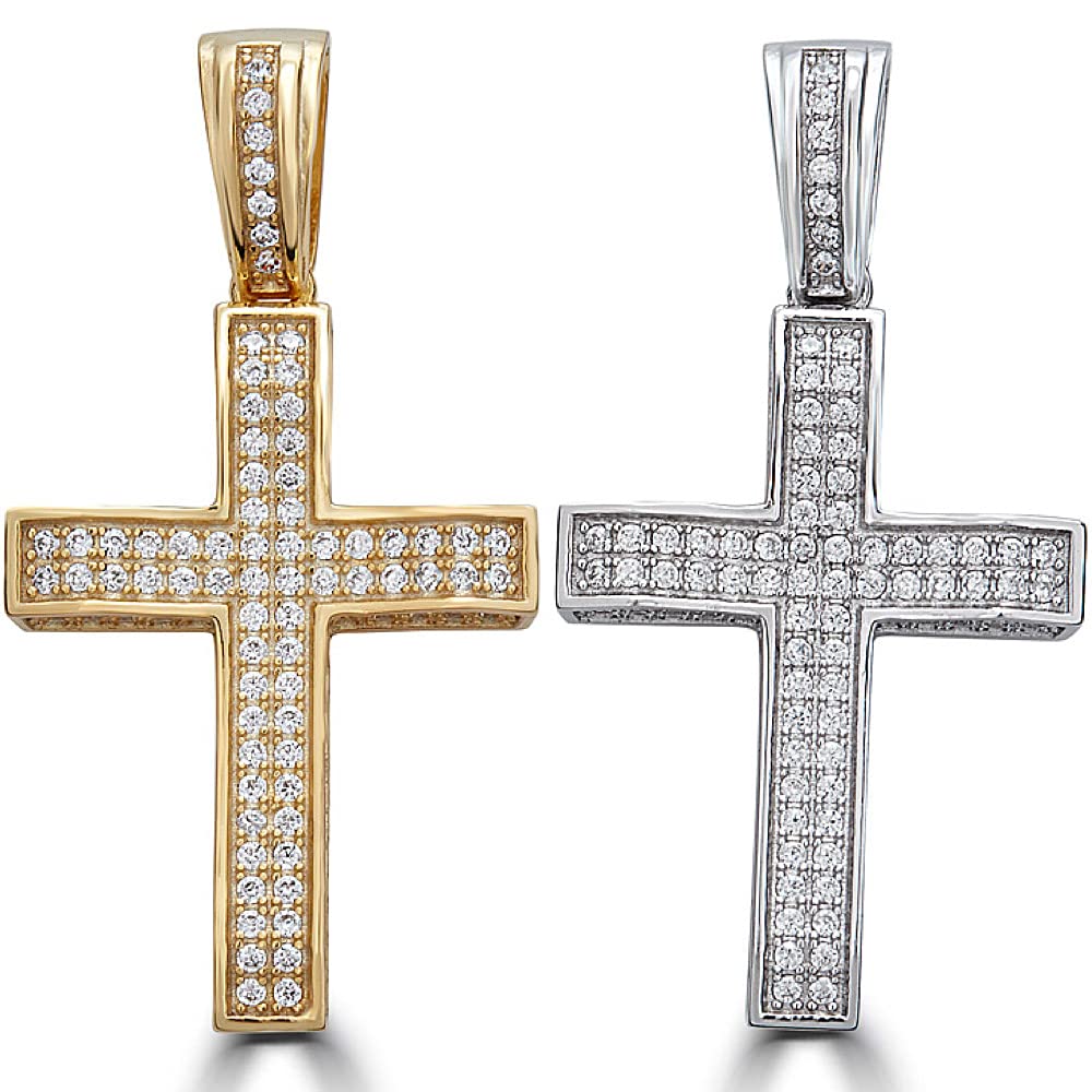 HarlemBling 925 Sterling Silver Iced Cross Pendant with 0.8ct D VVS Moissanite - 1