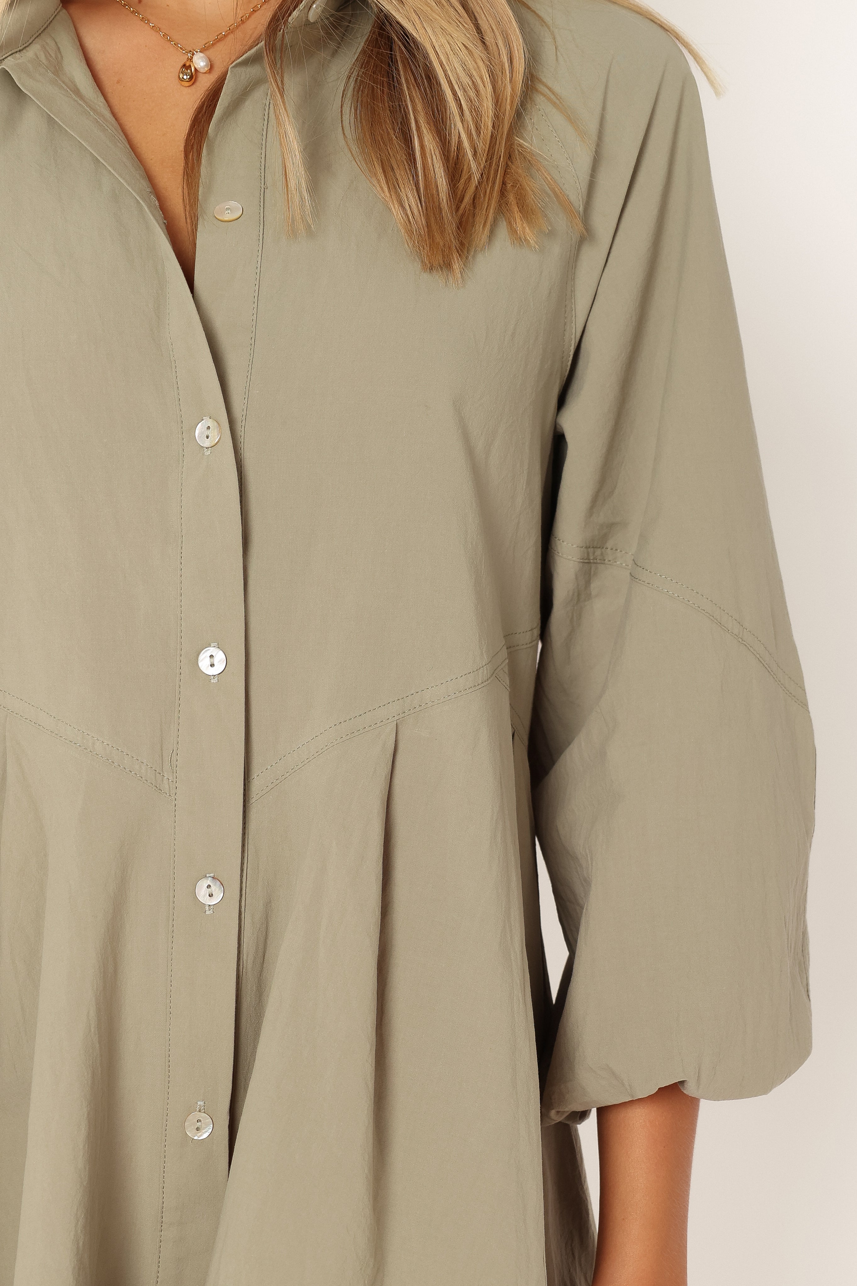 Criselle Long Sleeve Mini Dress in Khaki - Elegant Casual Outfit for Women, Perfect for Date Night, Office Wear & Fall Fashion
