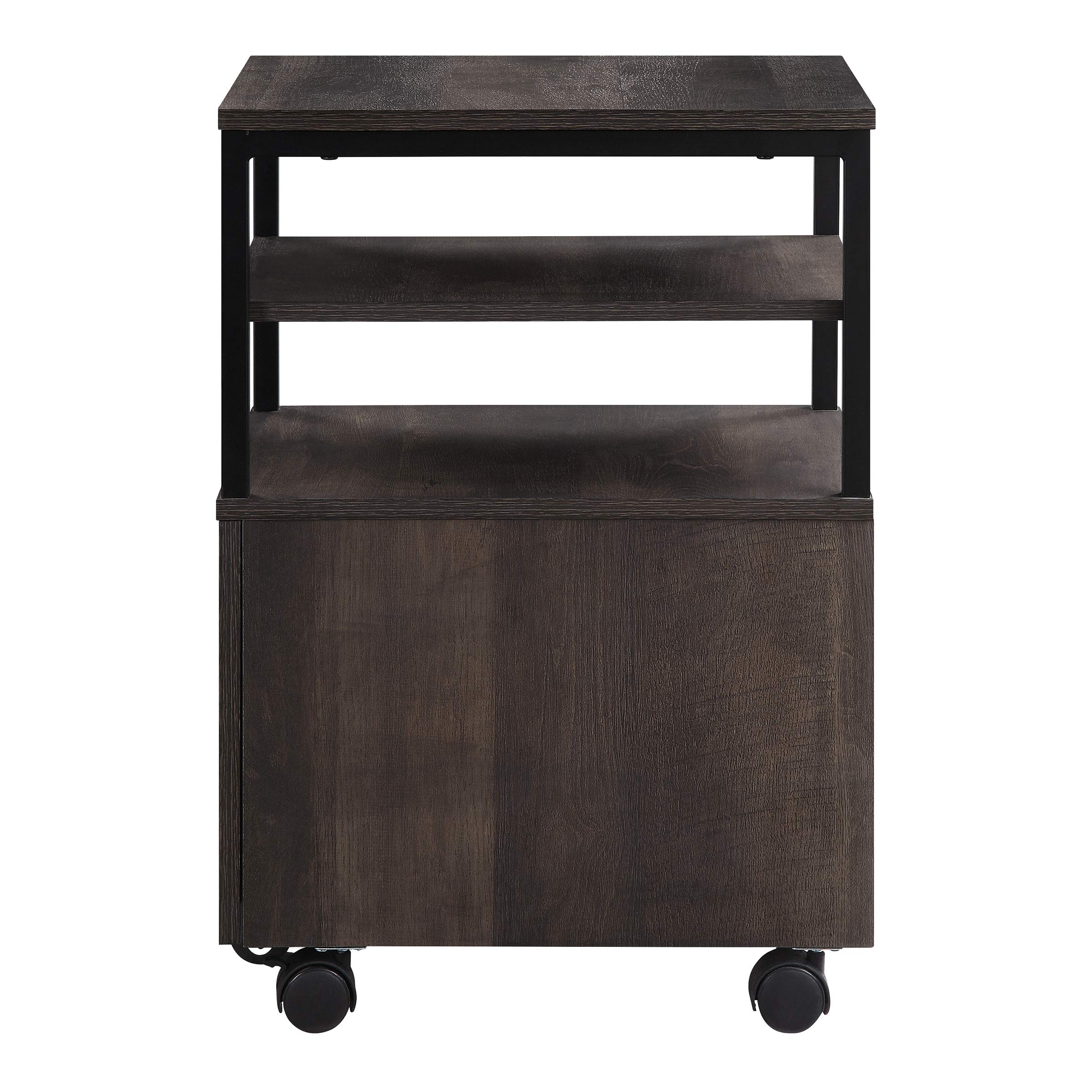 OSP Home Furnishings Modern Mobile Cart with Wheels - Ozark Ash Finish - Rolling Kitchen Island, Bar Cart & Storage Solution for Small Spaces