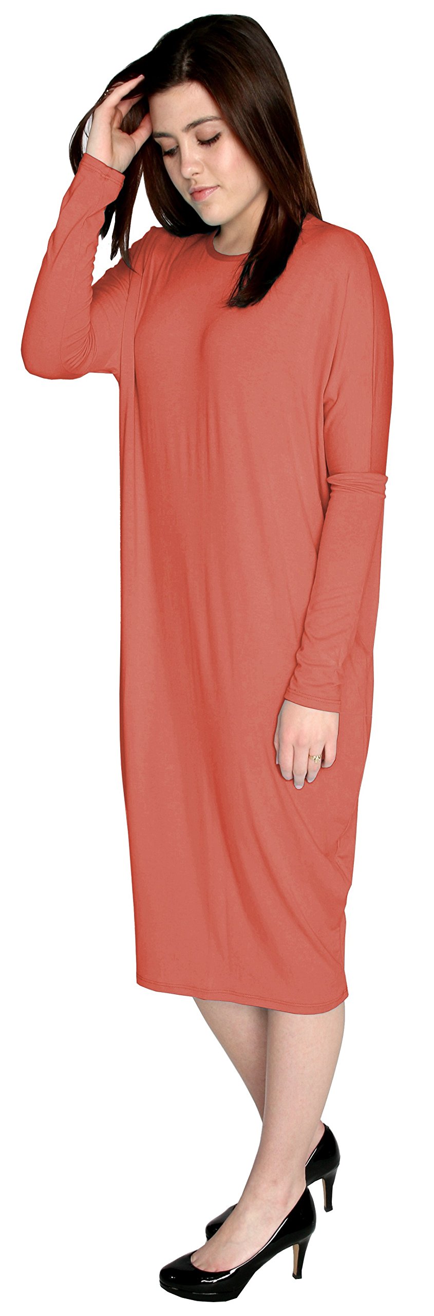 BABY O Women's Modest Cover Up Comfy Midi Long Cocoon Dress - Made in USA | Perfect for Beach, Church & Casual Wear