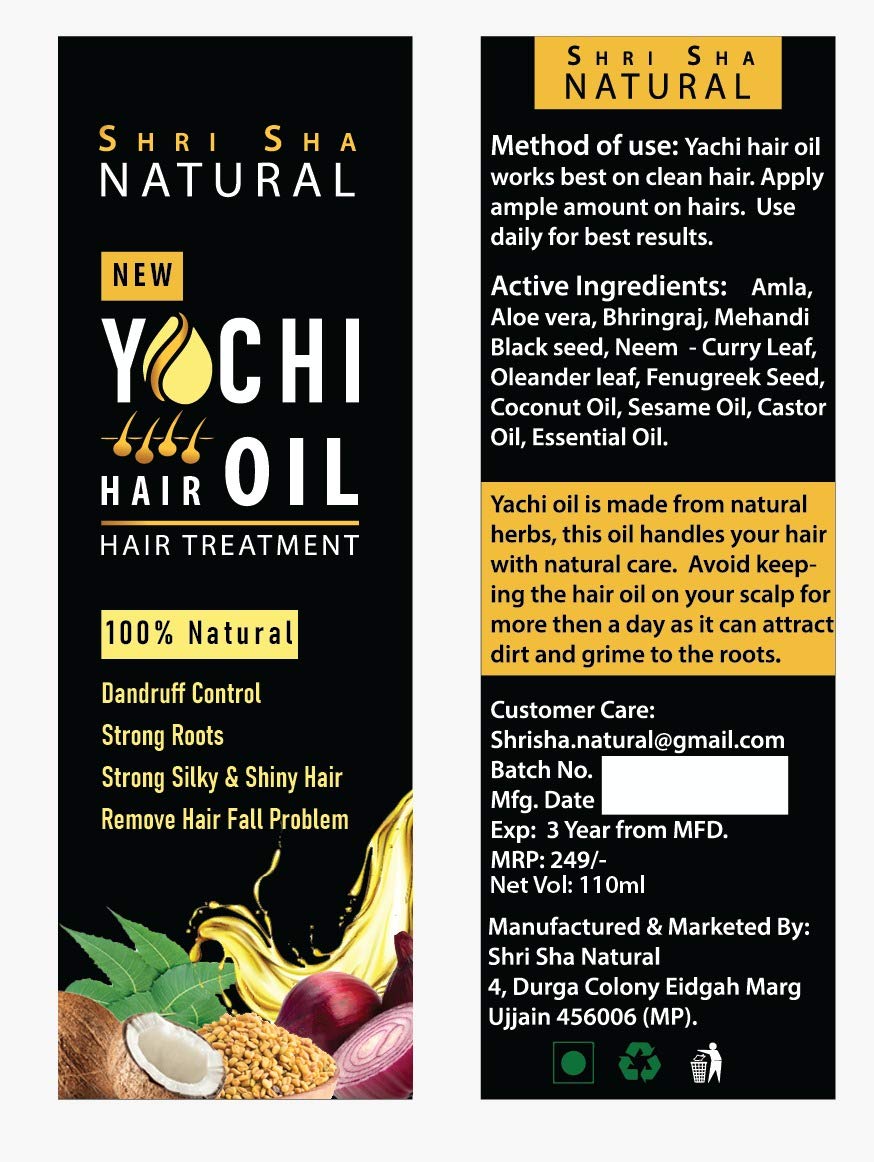 Shri Sha Natural Yachi Hair Oil Treatment 110ml - Anti Dandruff, Strengthens Roots, Reduces Hair Fall for Strong Silky Shiny Hair | Daily Hair Care for Men & Women | Perfect for Scalp Massage & Overnight Treatment