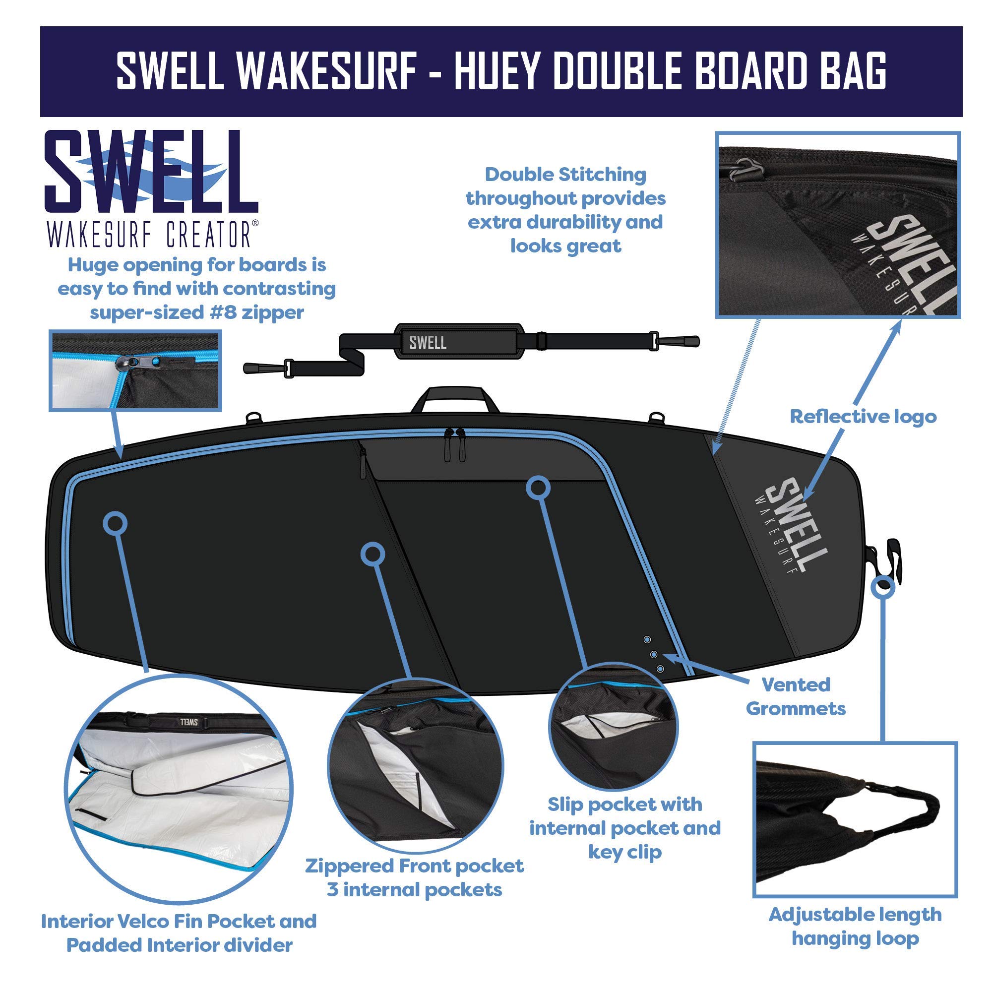 **Huey Double Wakesurf Board Bag - 66