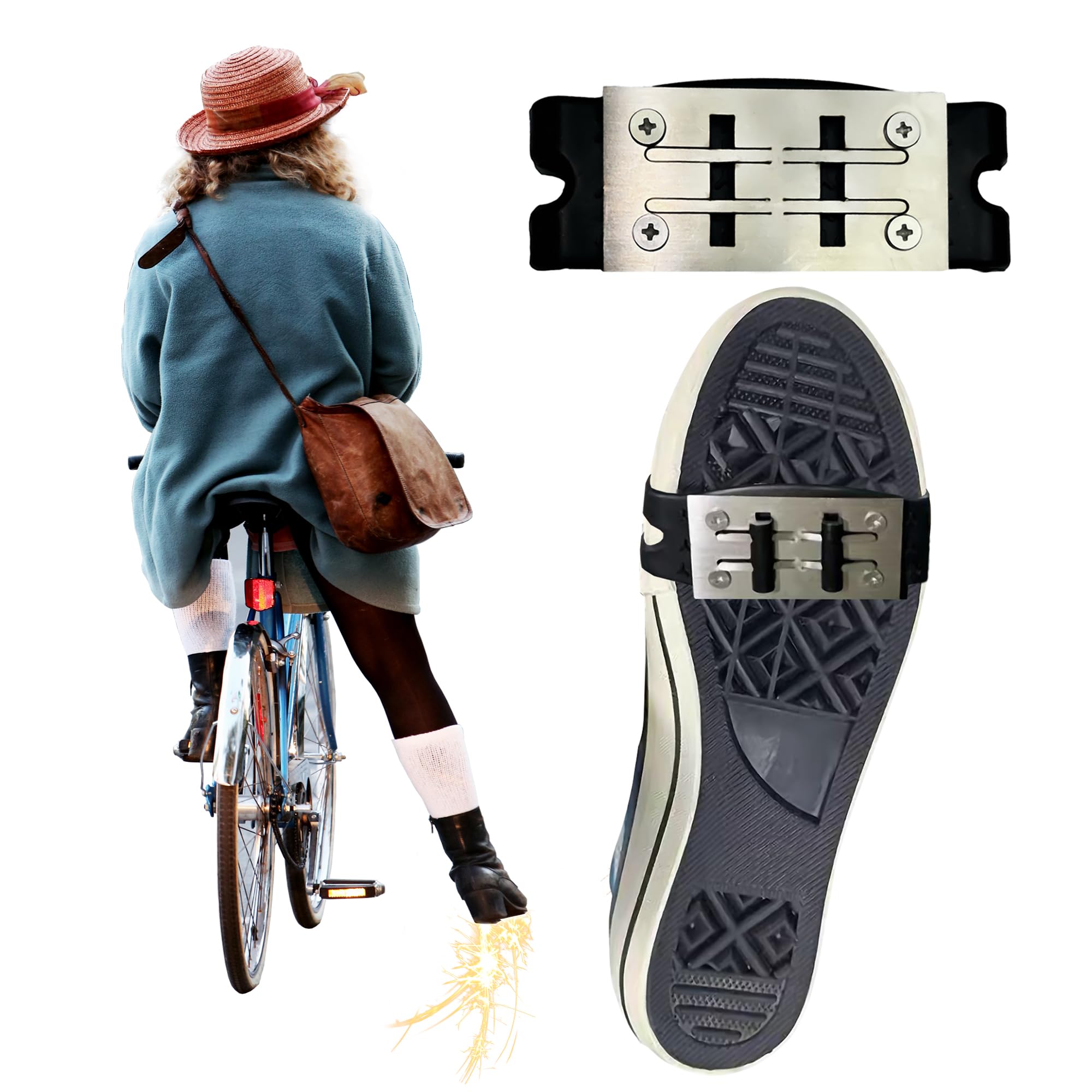 **Adjustable Bike Friction Spark Pad - Durable Cycling Tool for Bicycle & Skateboard Shoes - Perfect for Commuting, Mountain Biking & Urban Riding**