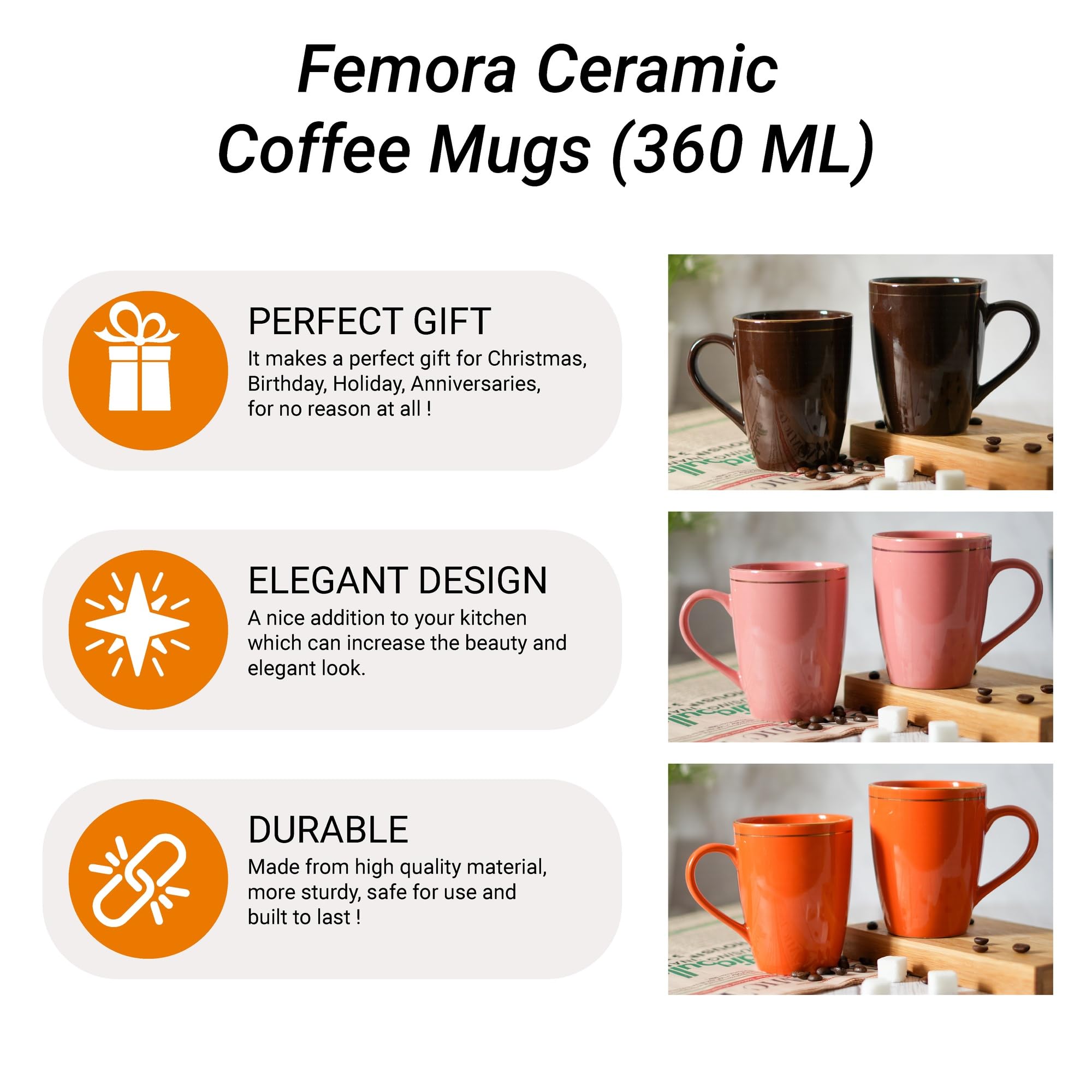 Premium Ceramic Coffee Mug Set of 2 - 12oz Stackable Chip-Resistant Tea Cups with Gold Accents, Large Handle for Comfort (Green) - Perfect for Home, Office, Gifts & Coffee Shops