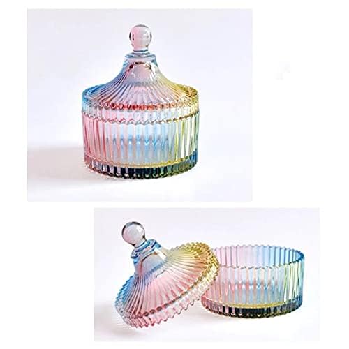 Royal Embossed Clear Glass Apothecary Jar with Lid - 10 Oz Candy, Cookie & Jewelry Storage Container - Perfect for Wedding Buffets, Kitchen Pantry & Home Decor