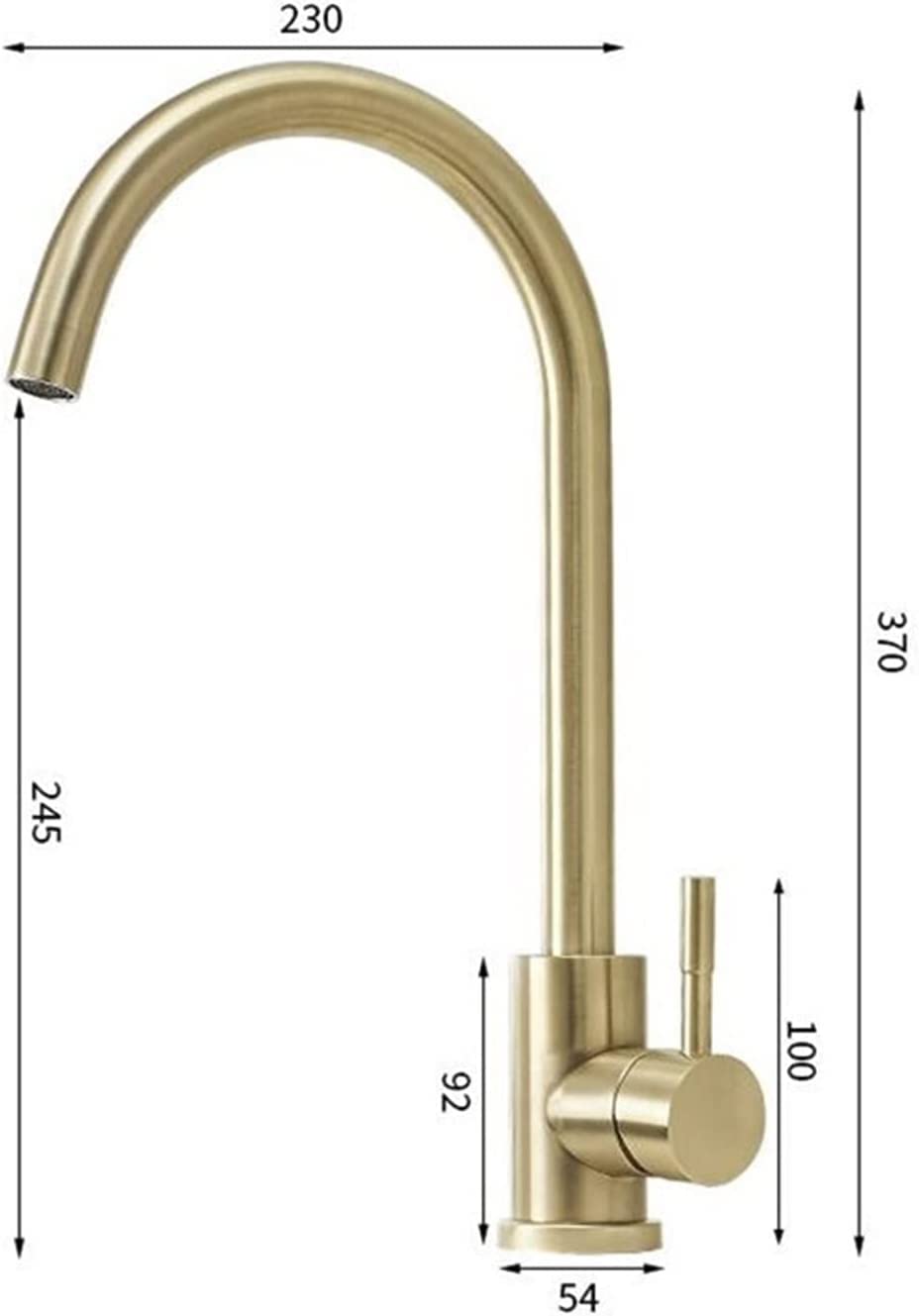 Stainless Steel Single Lever Kitchen Sink Faucet with Brushed Gold Finish - Hot & Cold Water Mixer Tap for Modern Home, Restaurant & Commercial Use