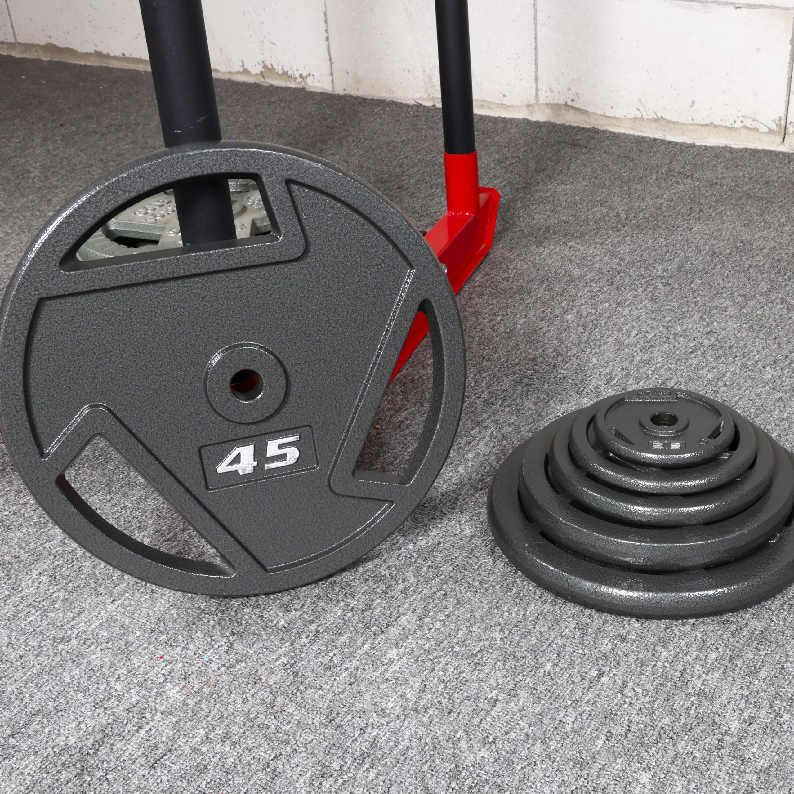 Signature Fitness 1-Inch Cast Iron Weight Plates - Standard Olympic Weight Plates for Strength Training, Weightlifting & CrossFit - Perfect for Home Gym, Commercial Gym & Powerlifting Workouts