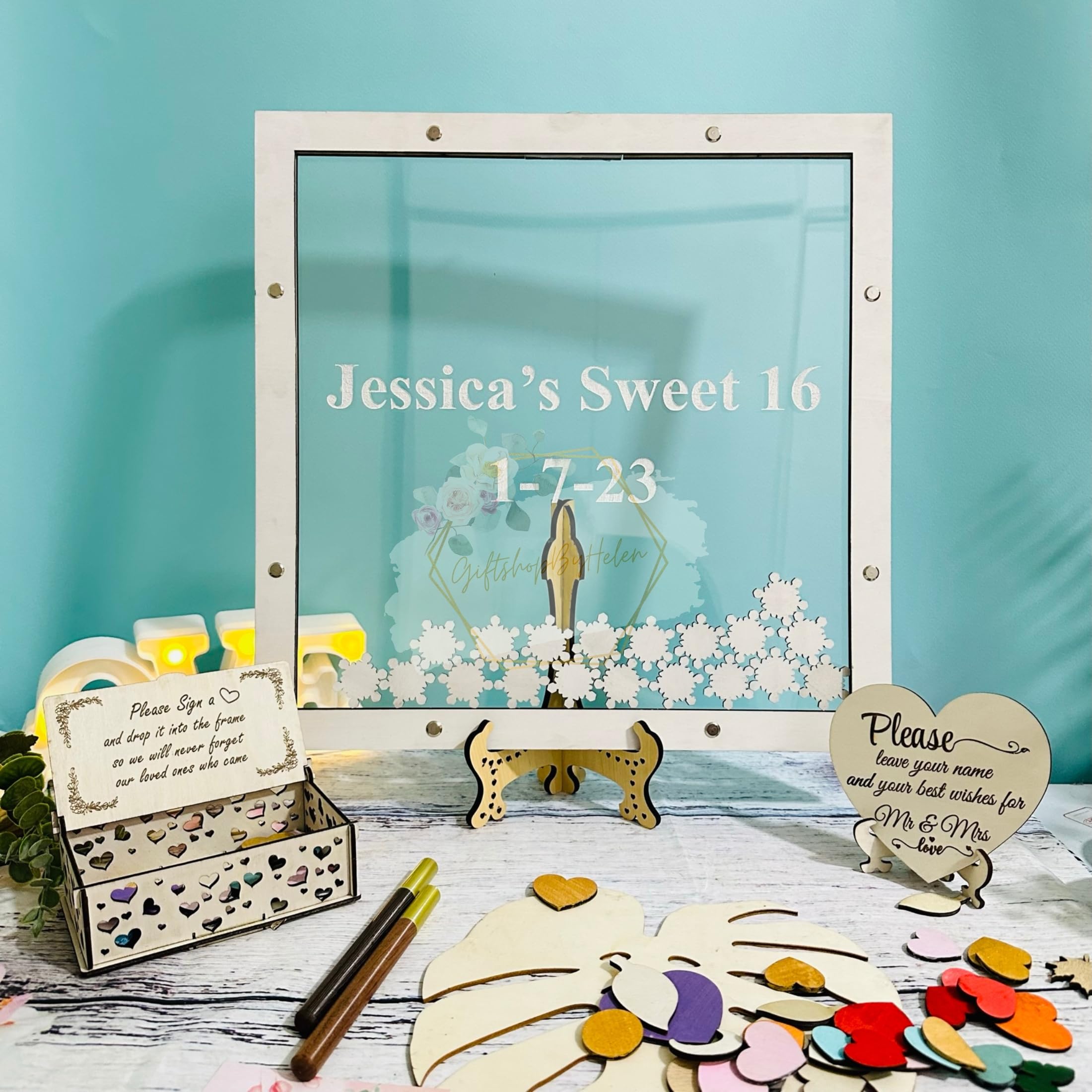 Sweet 15 & Sweet 16 Guest Book Alternative - Unique Transparent Square Keepsake for Quinceañera, Birthday, Wedding & Baby Shower | Perfect Reception Sign-In Book for Special Celebrations
