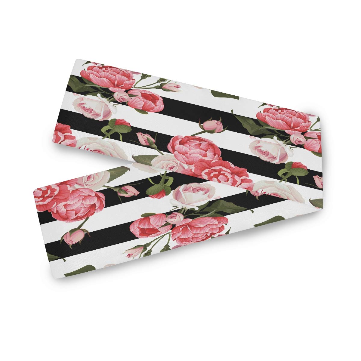 MOYYO Floral Peony Rose Table Runner 13x90 Inch - Polyester Dining Table Decor for Weddings, Parties, Banquets | Perfect for Coffee Tables, Birthday Celebrations & Home Decoration