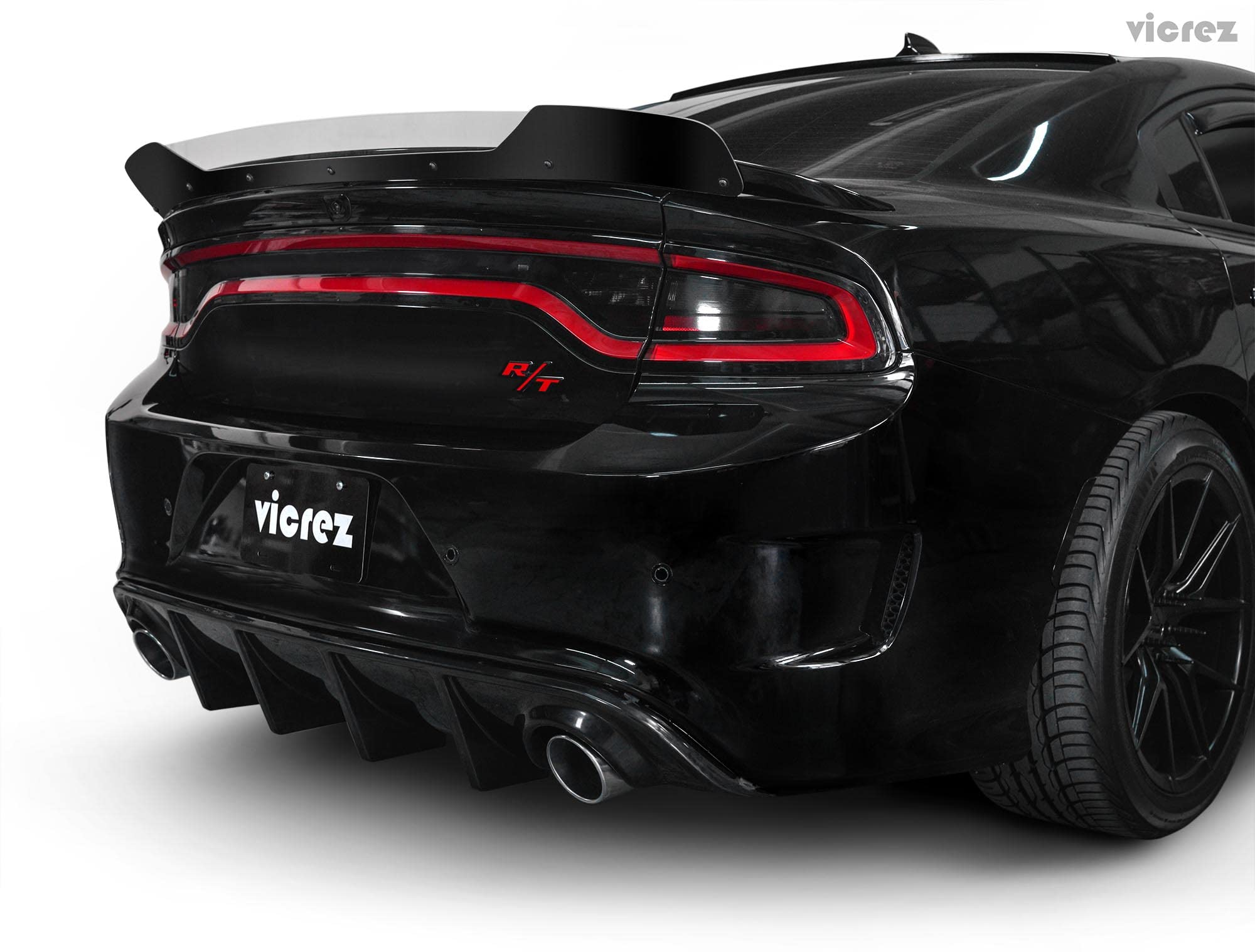 Vicrez V3R Style Rear Diffuser vz101705 - Compatible with Dodge Charger R/T, SRT 392, Hellcat (2015-2022) | High-Performance Replacement Diffuser for Enhanced Aerodynamics & Aggressive Styling | Perfect for Car Enthusiasts & Racing Enthusiasts