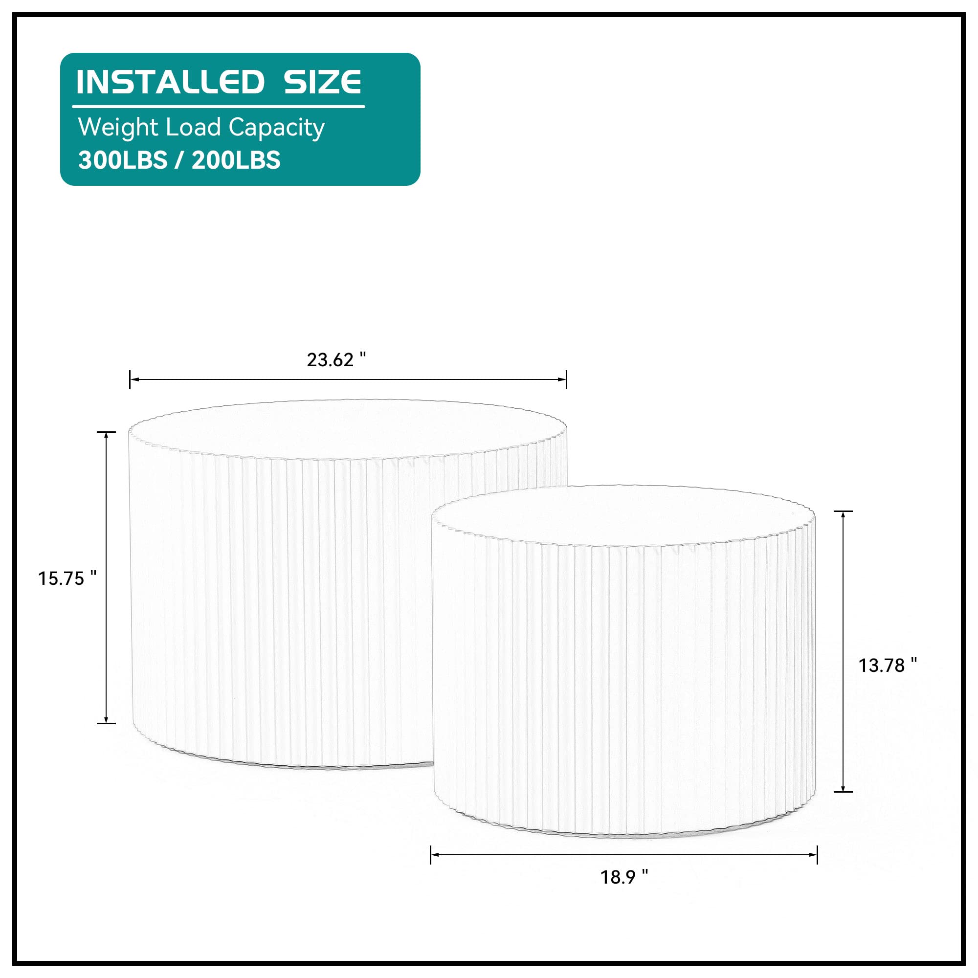 Kevinplus White Round Nesting Coffee Table Set of 2 - Modern Drum Side & End Tables for Living Room - Wood Circle Embossed Design - Contemporary Matte White Coffee Table Set - Perfect for Small Spaces, Apartments & Cozy Living Rooms
